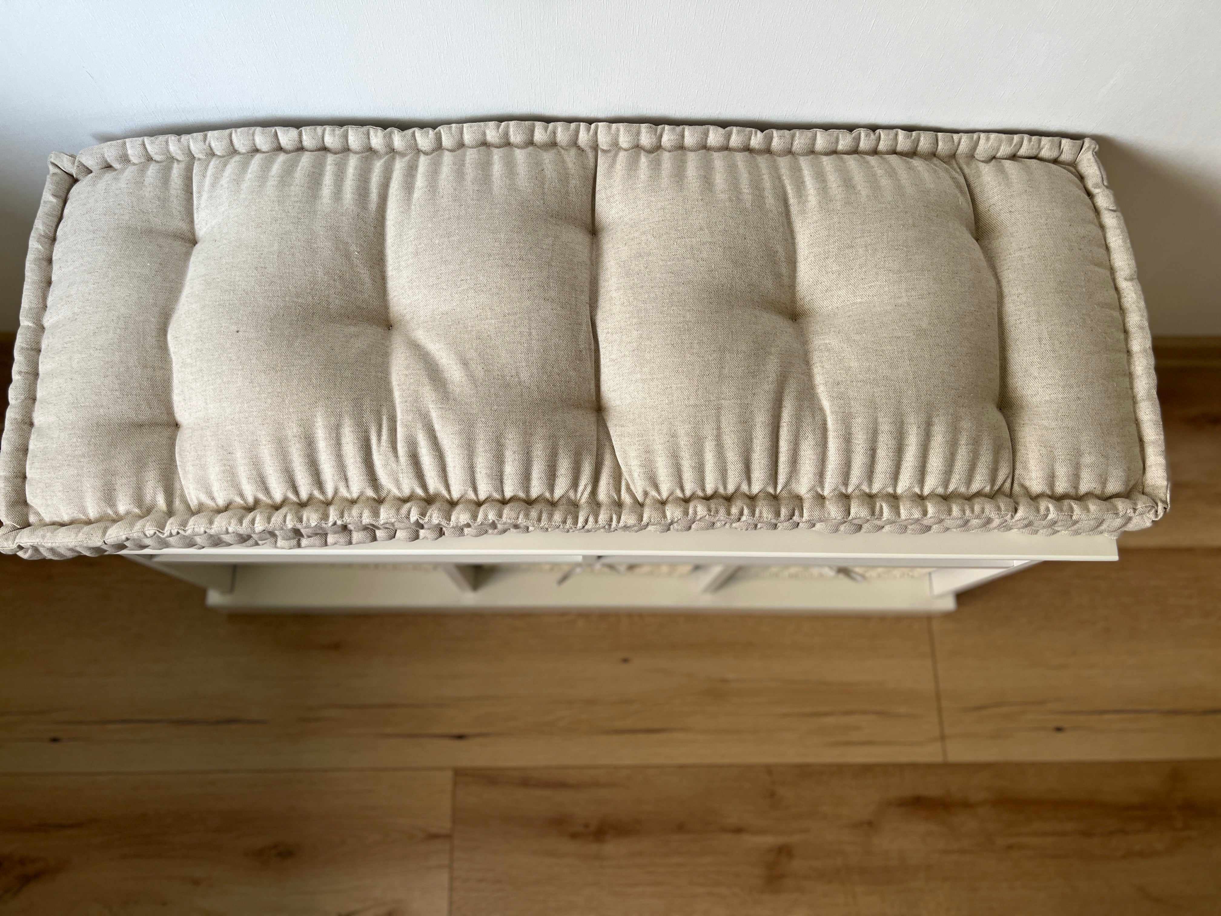 Hemp Custom madeWindow Mudroom Floor bench cushion filled organic hemp fiber in natural non-dyed linen fabric unique all natural pillow