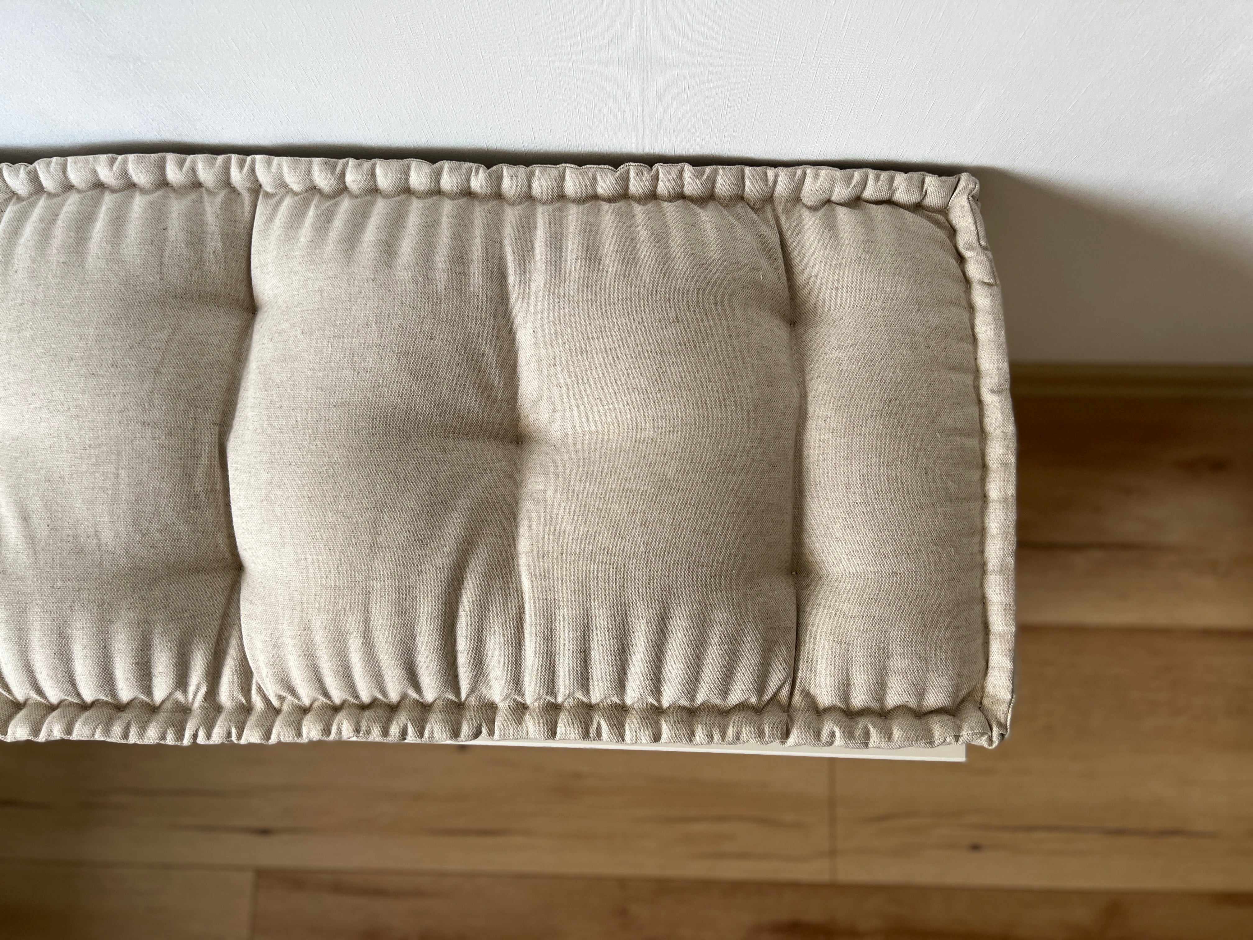 Hemp Custom madeWindow Mudroom Floor bench cushion filled organic hemp fiber in natural non-dyed linen fabric unique all natural pillow