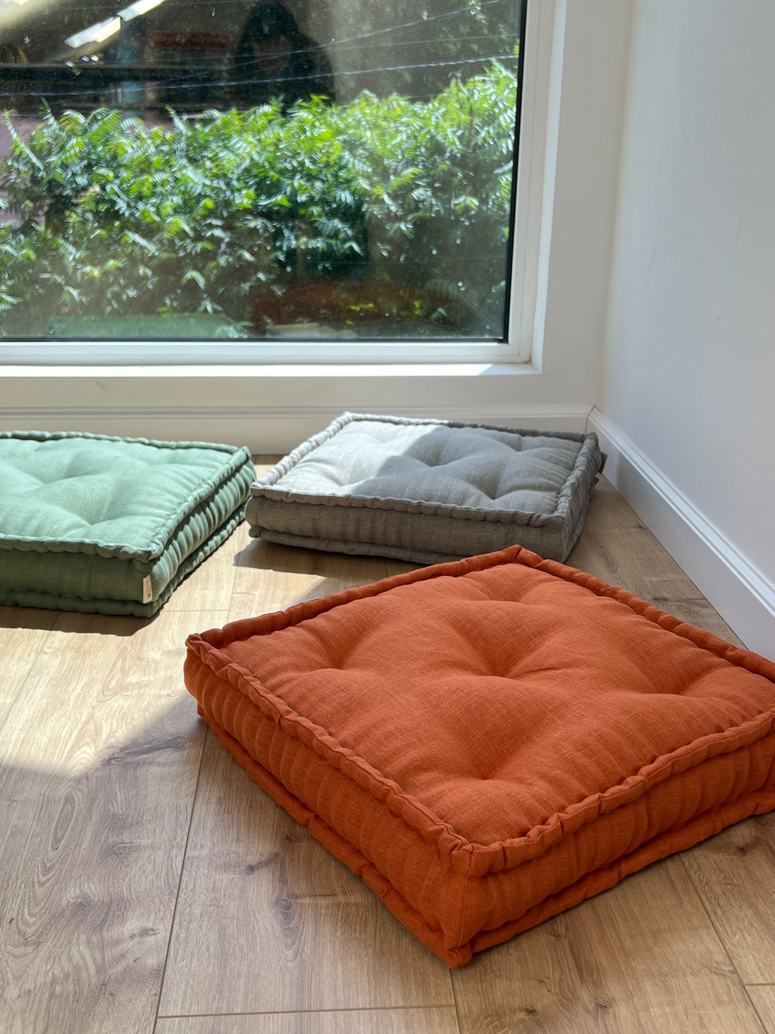 Hemp Linen Floor Cushion fileld organic Hemp Fiber in Natural Linen fabric / floor pillow Pillow seat/Meditation Yoga