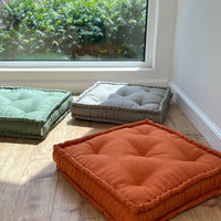 Hemp Linen Floor Cushion fileld organic Hemp Fiber in Natural Linen fabric / floor pillow Pillow seat/Meditation Yoga