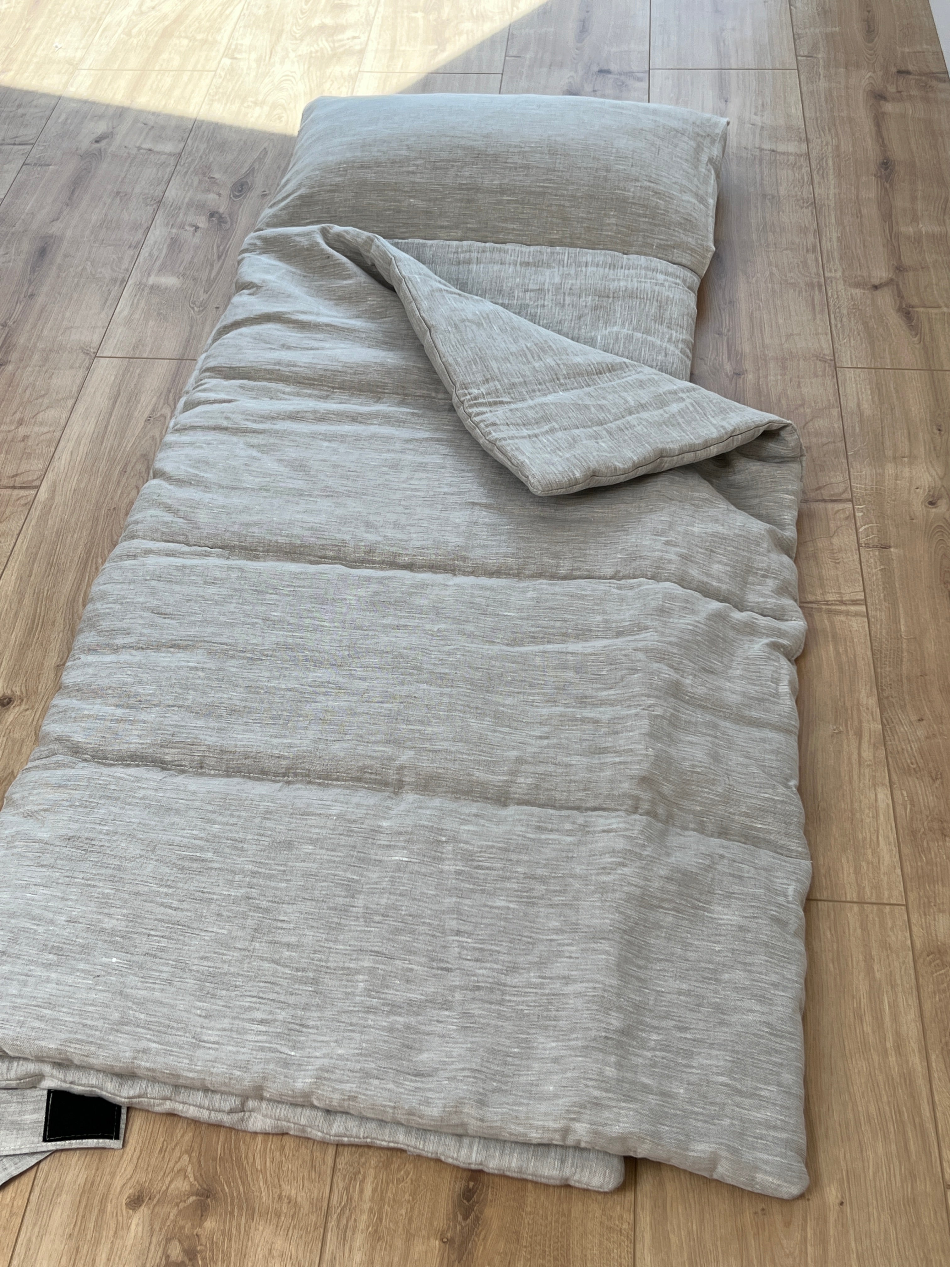 Kinder Garden Hemp Linen Sleep Bag with Pillow School Nap Mat Kids Organic Hemp Fiber Filling in Linen Fabric blanket quilt, hand made