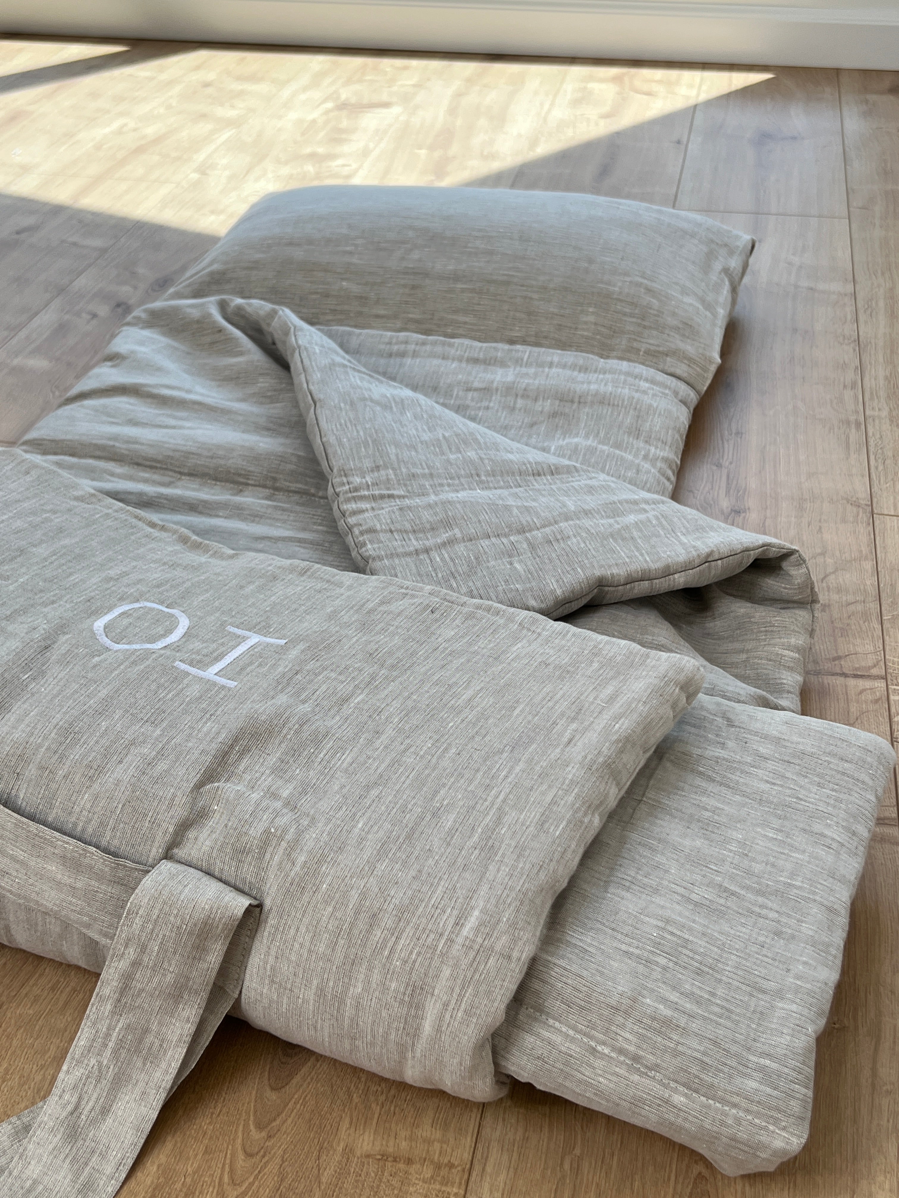 Kinder Garden Hemp Linen Sleep Bag with Pillow School Nap Mat Kids Organic Hemp Fiber Filling in Linen Fabric blanket quilt, hand made