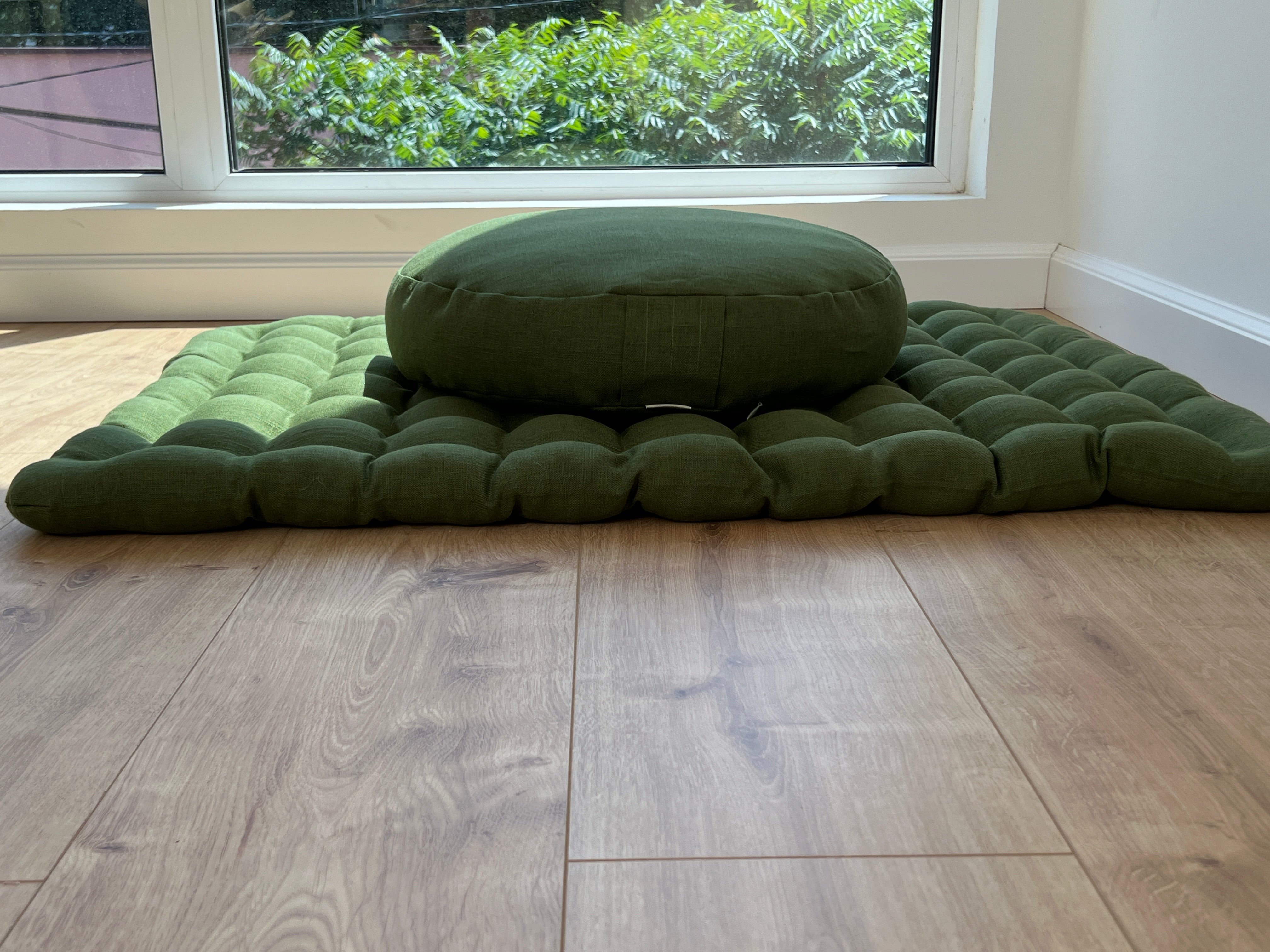 Meditation Set Zafu & Zabuton with Buckwheat hulls Meditation pillow Meditation cushion Meditation pouf Zen cushion Meditation Space Yoga