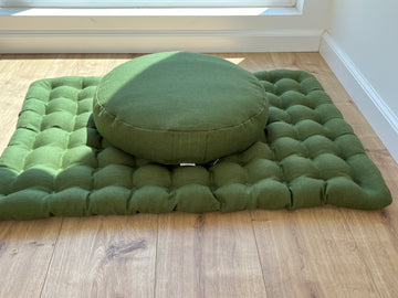 Reehut Zafu Yoga Meditation Bolster Pillow Cushion Round Cotton or Hemp -  Organic Buckwheat Filled - (Green, 13x13x4.5), Foam Wedges -   Canada