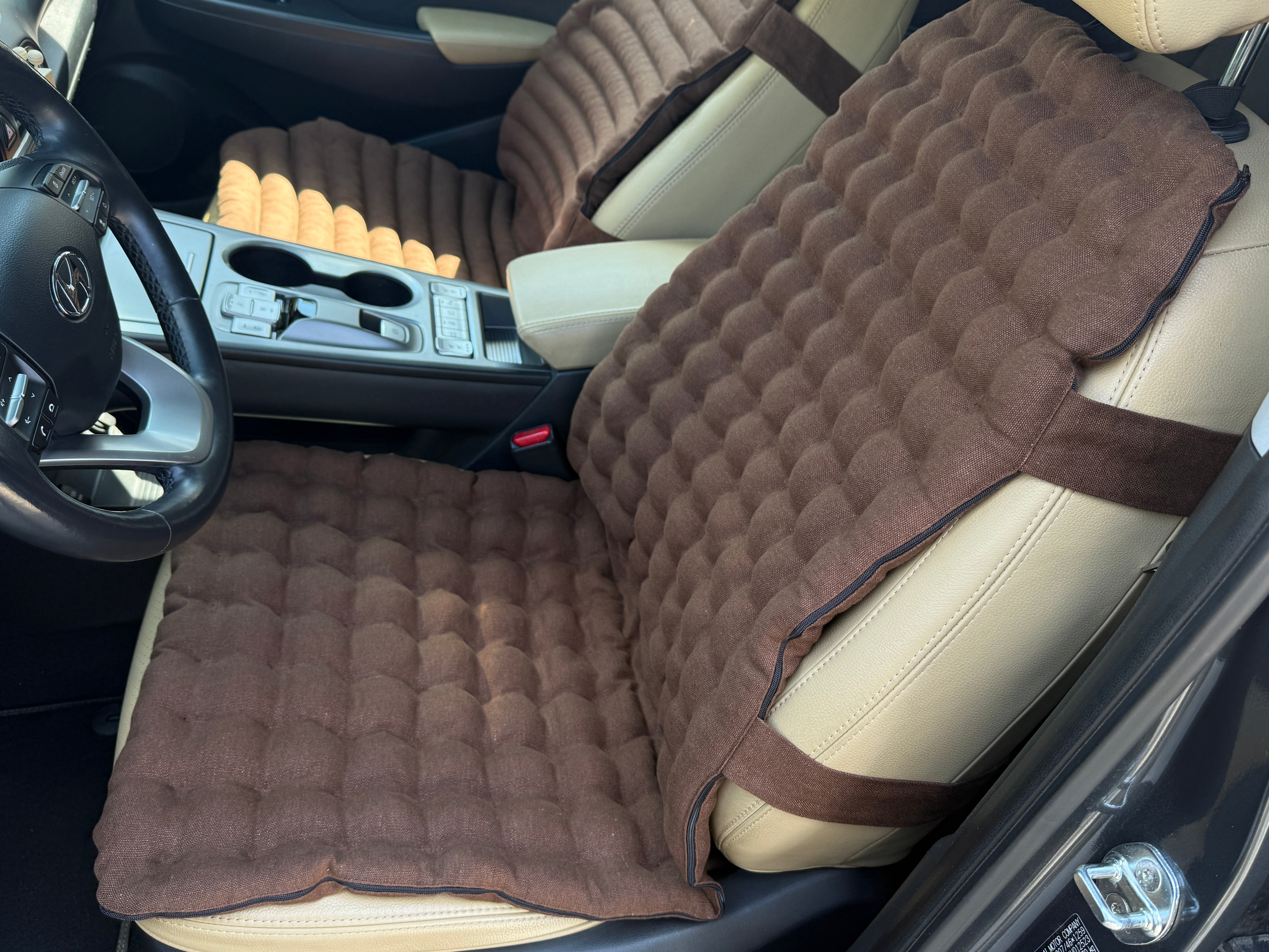 Linen Car Seat Cover, Buckwheat Hull Filling, Orthopedic Massage Mat for car