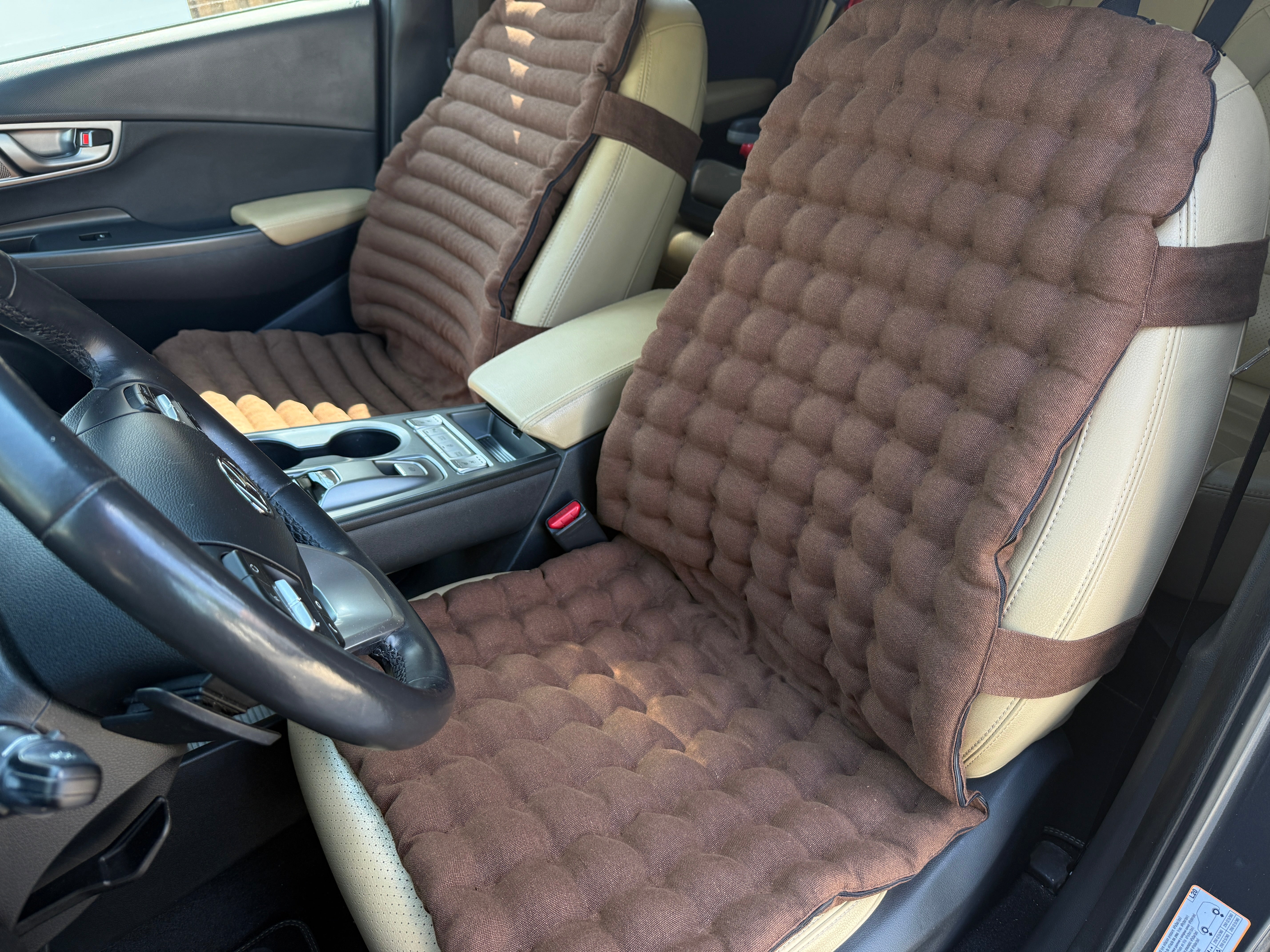 Linen Car Seat Cover, Buckwheat Hull Filling, Orthopedic Massage Mat for car