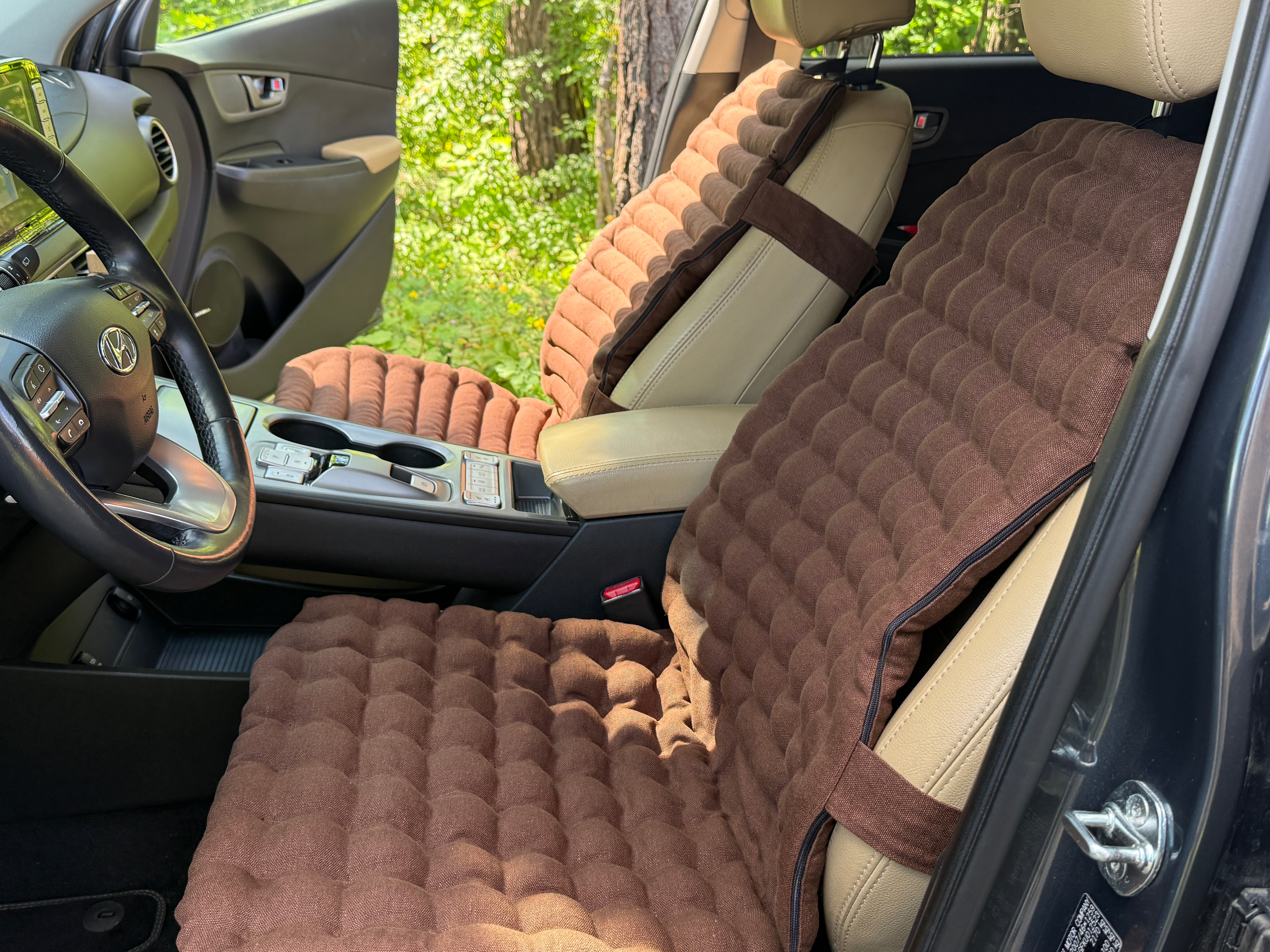 Linen Car Seat Cover, Buckwheat Hull Filling, Orthopedic Massage Mat for car