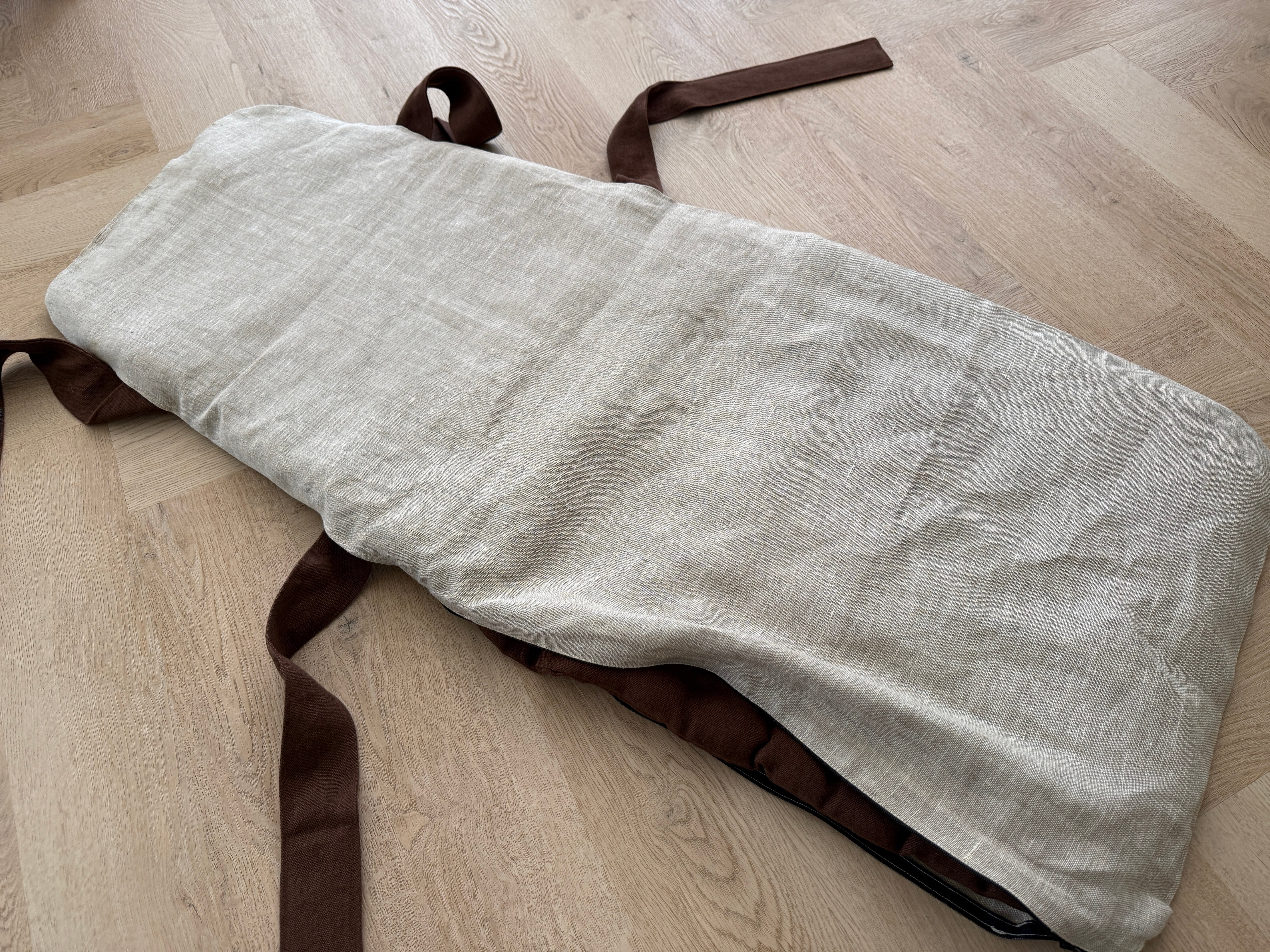 Removable Natural Linen Cover for our Buckwheat Car Seat Cushions (Zipper, Strap Holes)