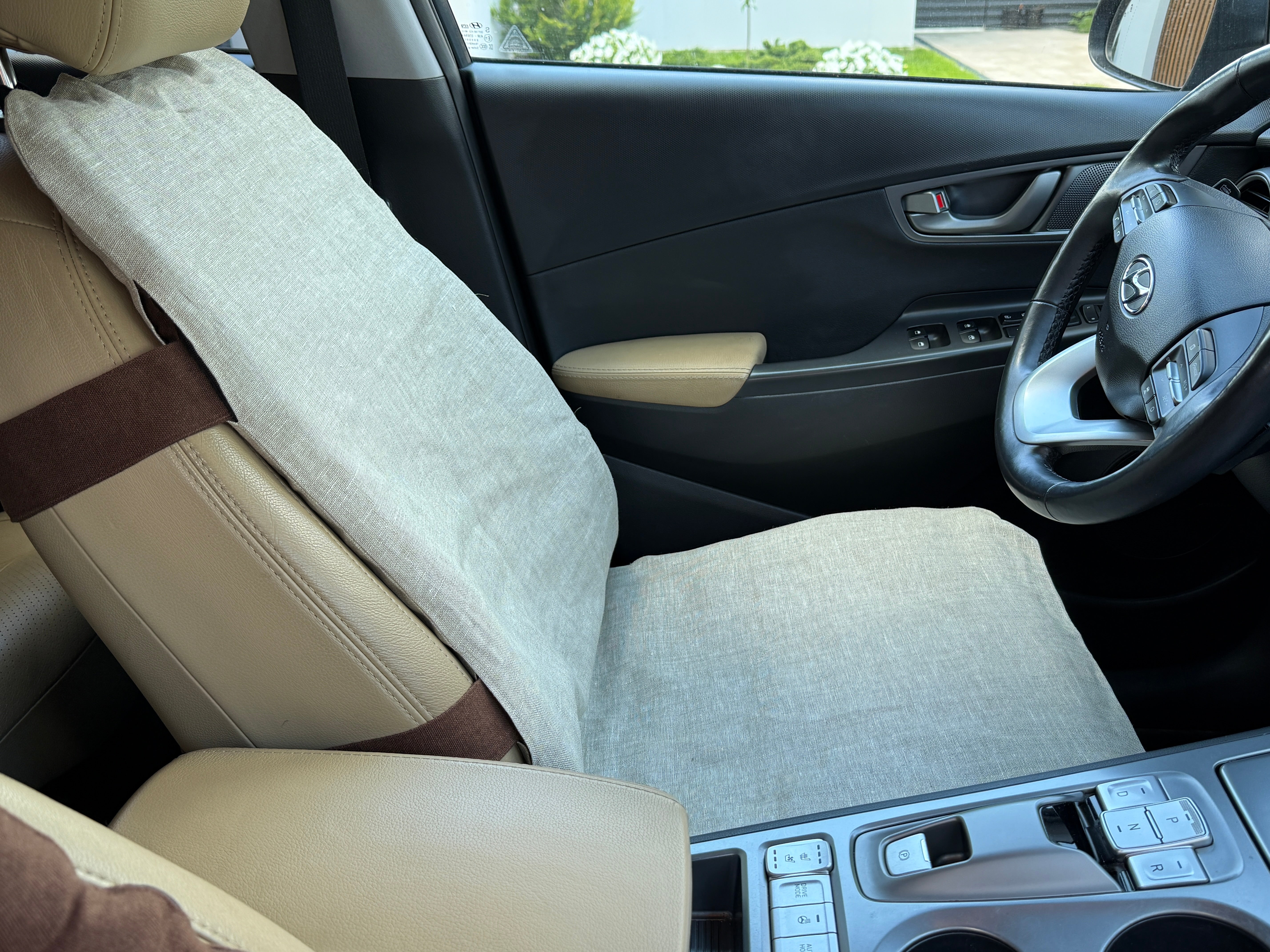 Removable Natural Linen Cover for our Buckwheat Car Seat Cushions (Zipper, Strap Holes)