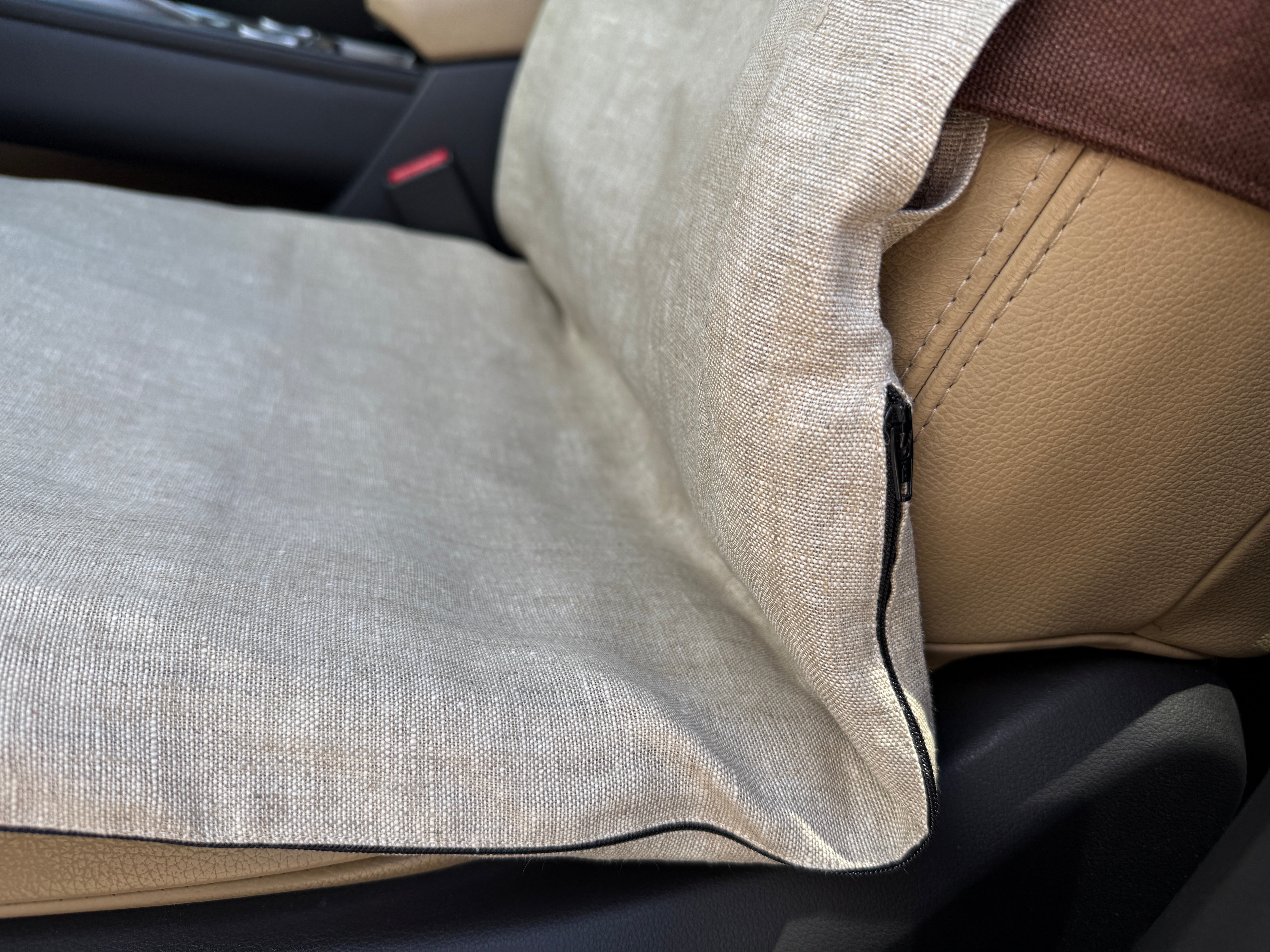 Removable Natural Linen Cover for our Buckwheat Car Seat Cushions (Zipper, Strap Holes)