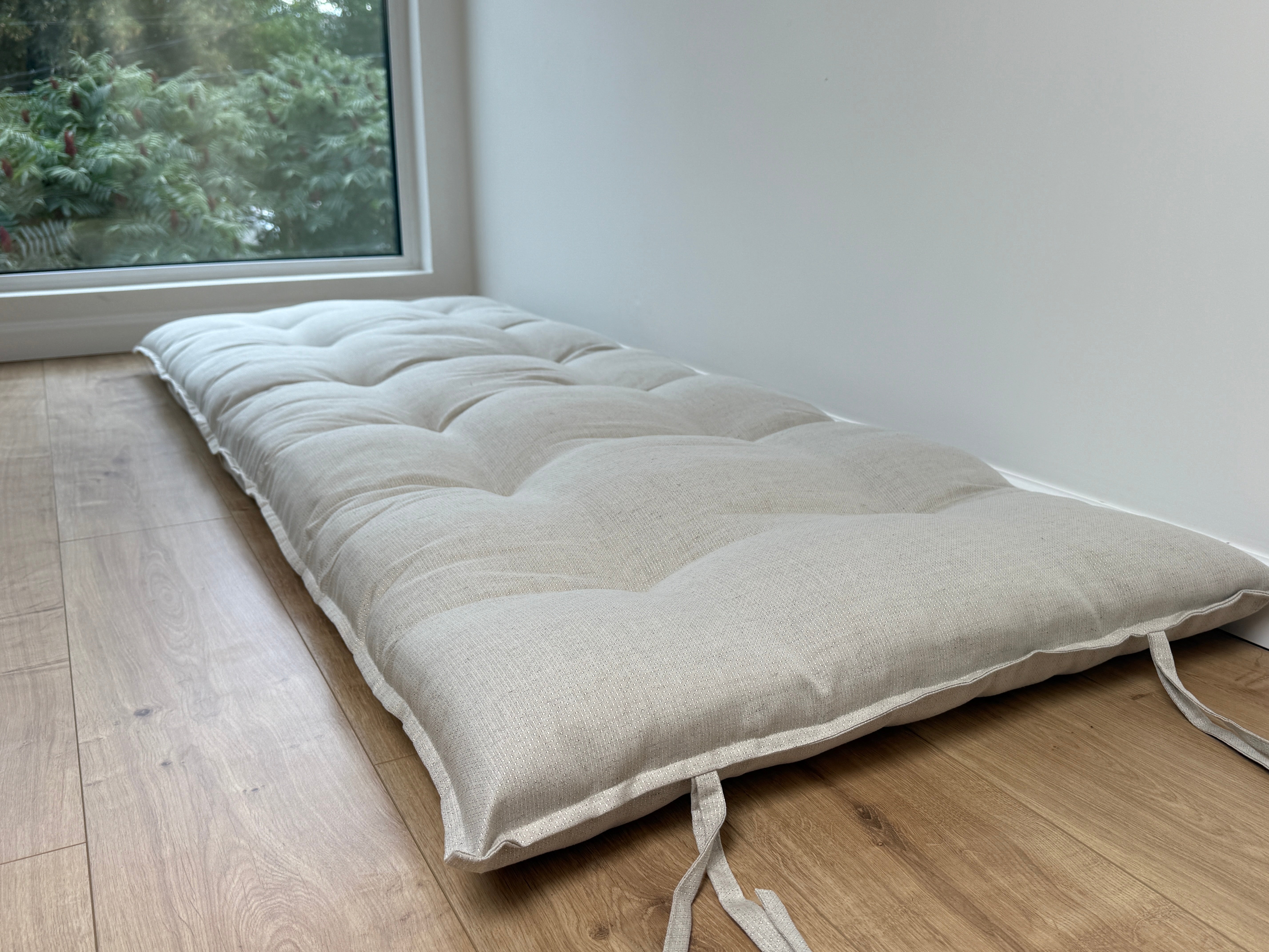 HEMP Topper / Futon / Shikibuton Mat 3” thick filled organic hemp fiber filler in Hemp fabric Custom Size Hand made