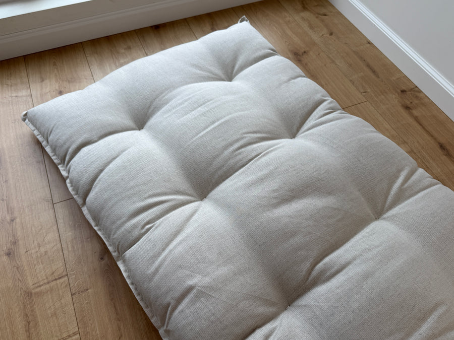 HEMP Topper / Futon / Shikibuton Mat 3” thick filled organic hemp fiber filler in Hemp fabric Custom Size Hand made