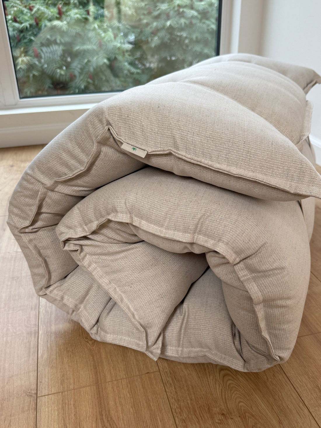 HEMP Topper / Futon / Shikibuton Mat 3” thick filled organic hemp fiber filler in Hemp fabric Custom Size Hand made