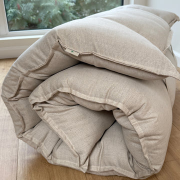 HEMP Topper / Futon / Shikibuton Mat 3” thick filled organic hemp fiber filler in Hemp fabric Custom Size Hand made