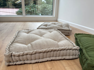 Hemp Floor cushion with organic hemp fiber filling in natural linen fabric / floor pillow / Meditation Yoga