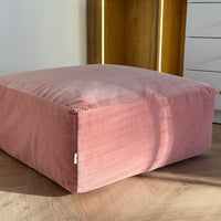 Special listing for U.: two pink and yellow HEMP Floor Cushions Marogans filled organic Hemp Fiber with removable Cover