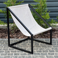Hemp Chair Cushion with Metal Armchair Lounge Sling Chair Thick Linen Fabric Modern Minimalist Scandinavian Hand Made to order