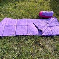 Organic HEMP Sleeping Bag in Linen Fabric bright Pink Lilac colors for your mood -organic hemp fiber filling - blanket, hand made