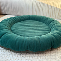 Round Hemp Green Pet Bed Cot Filled Organic Hemp Fiber in soft green 100% Cotton Velvet fabric house eco-friendly Gift for cat dog