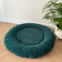 Round Hemp Green Pet Bed Cot Filled Organic Hemp Fiber in soft green 100% Cotton Velvet fabric house eco-friendly Gift for cat dog