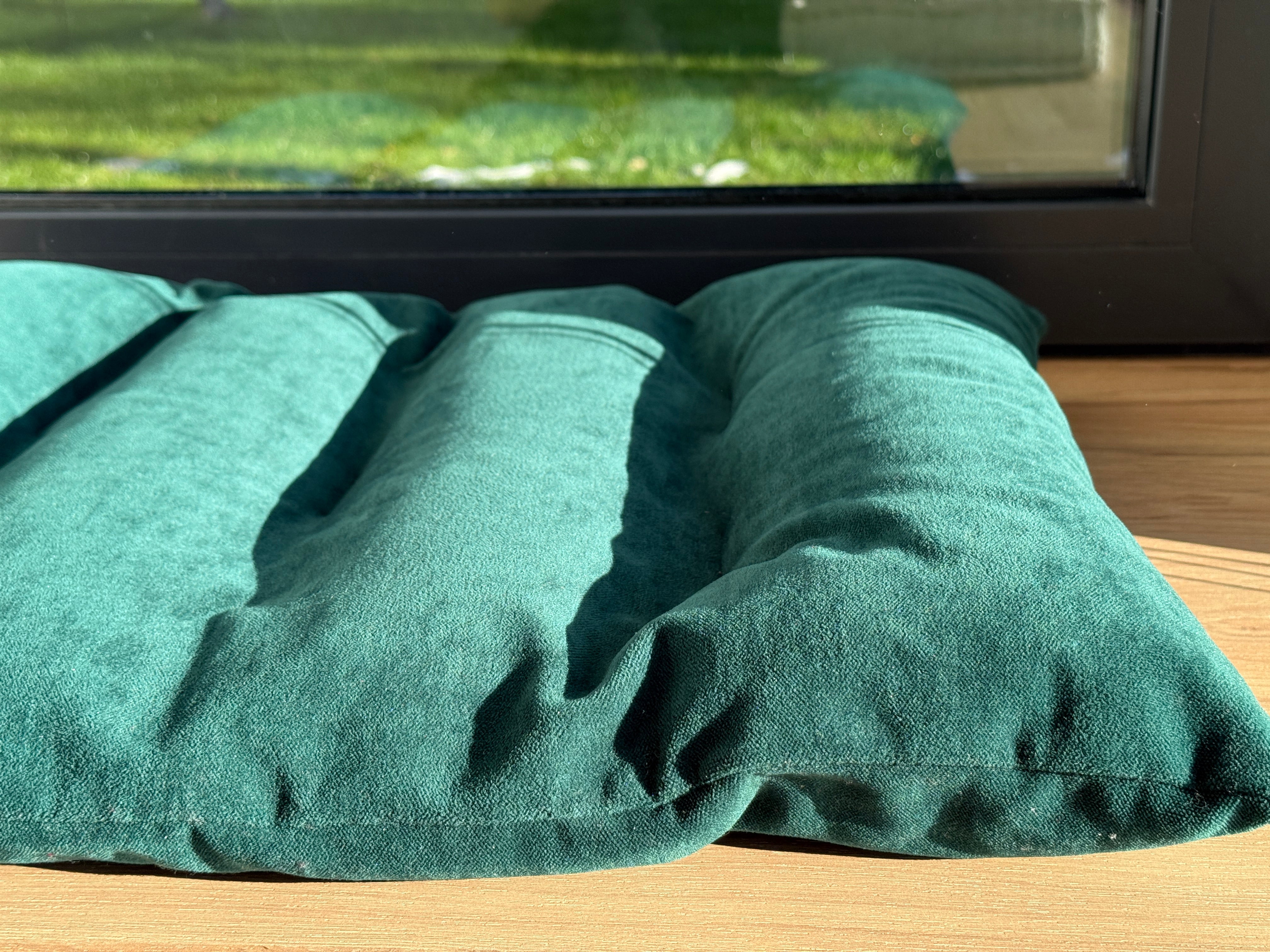 20"x24" (50x60 cm) Hemp Pet Mat Pad Cushion with Removable Washable Cotton Green Velvet Cover filled Organic Hemp Fiber Filler