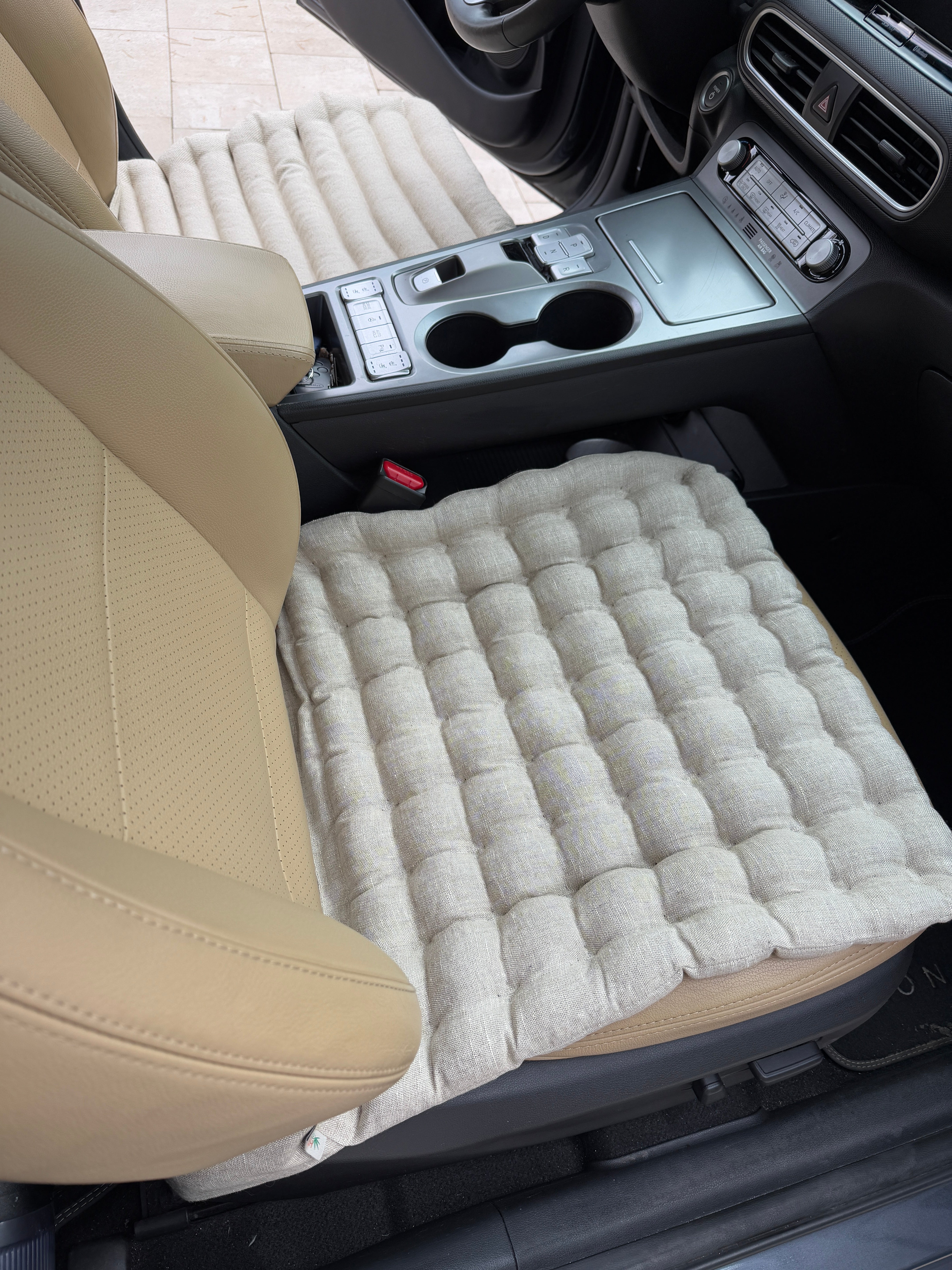 Linen Car lower Seat Cover Pad filled Organic Buckwheat Hulls in Linen Fabric Massage bottom Seat Cover Buckwheat Organic Hand Made