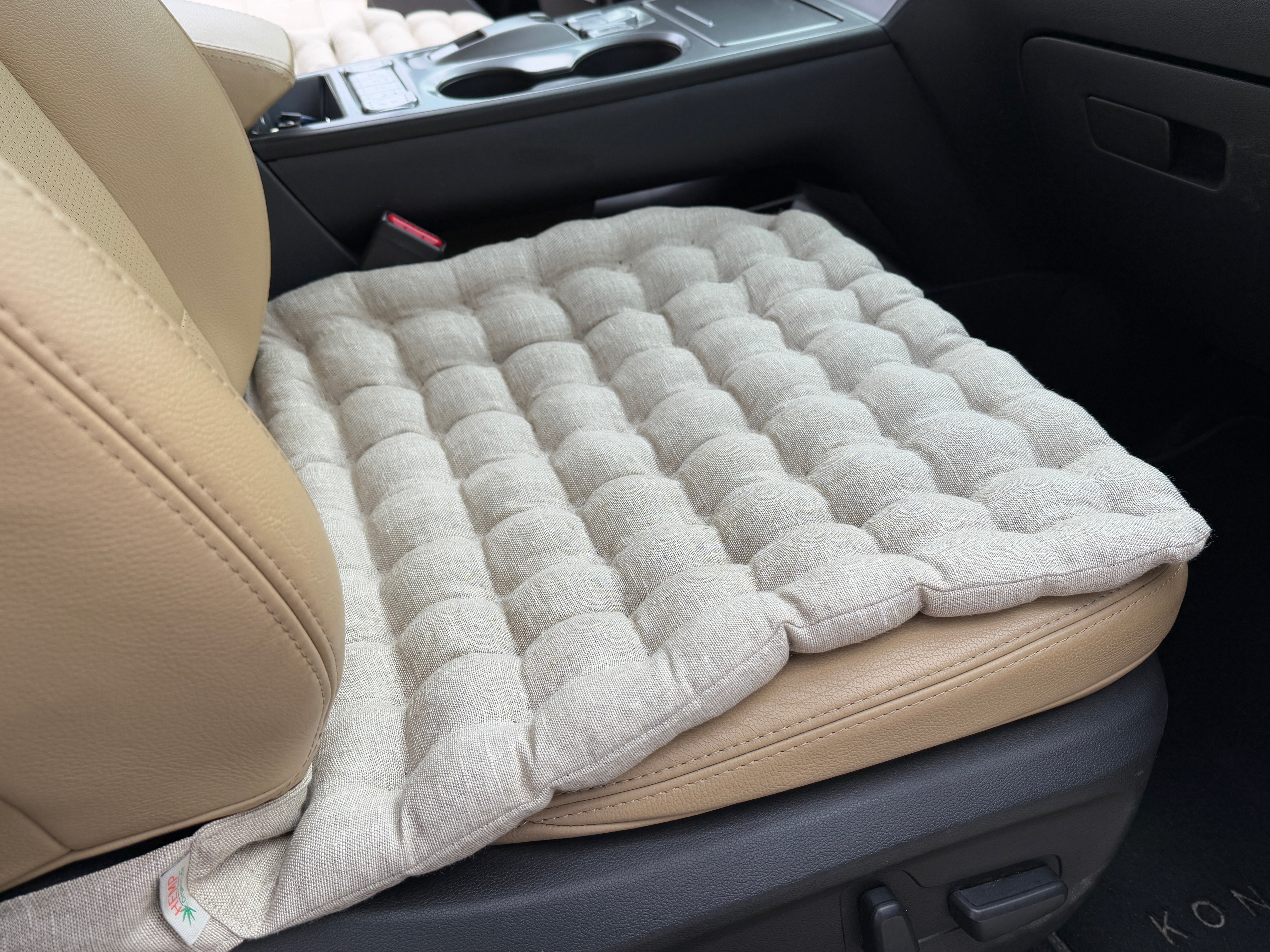 Linen Car lower Seat Cover Pad filled Organic Buckwheat Hulls in Linen Fabric Massage bottom Seat Cover Buckwheat Organic Hand Made