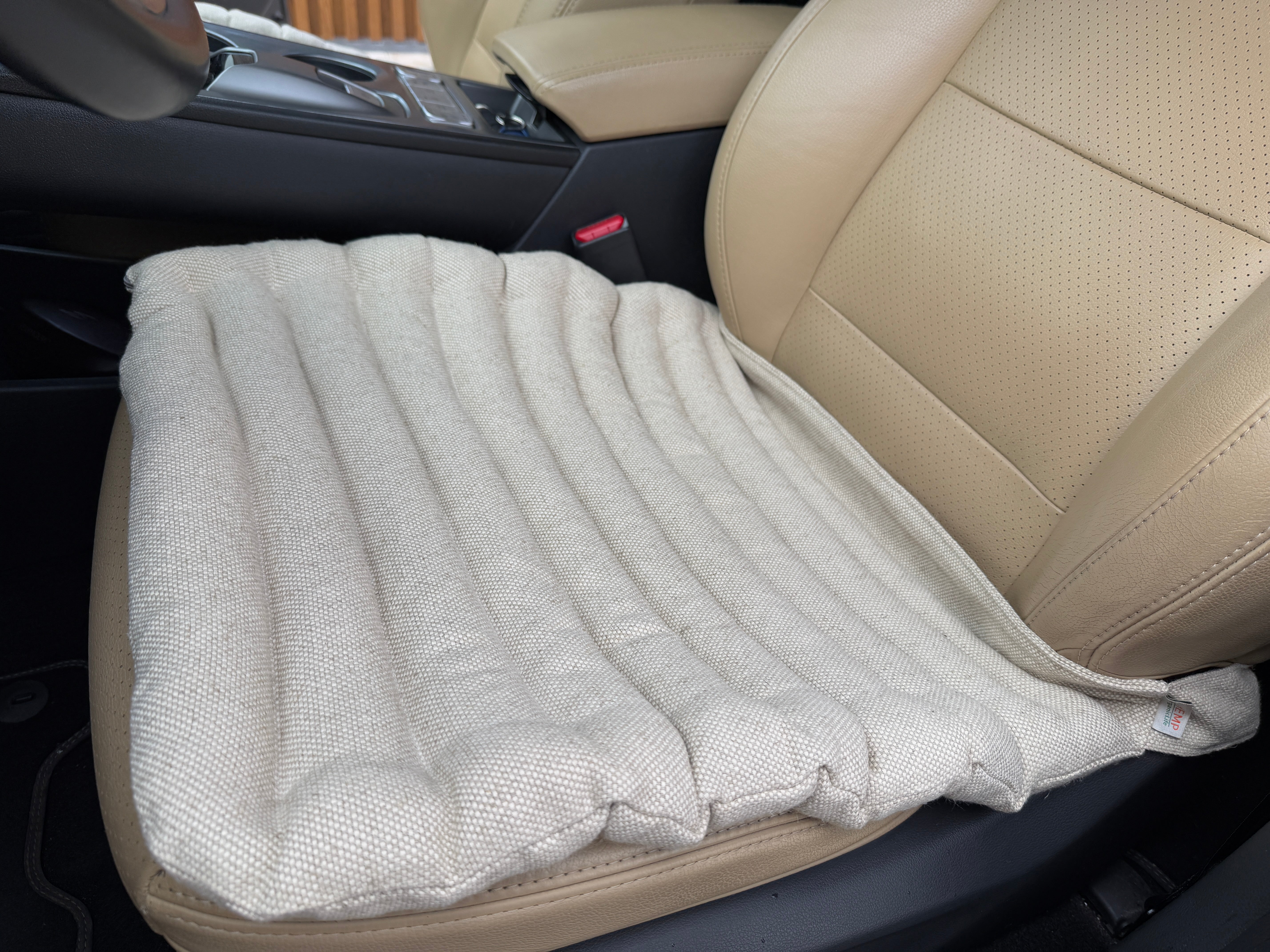 Linen Car lower Seat Cover Pad filled Organic Buckwheat Hulls in Linen dense Fabric Massage bottom Seat Cover Buckwheat Organic Hand Made
