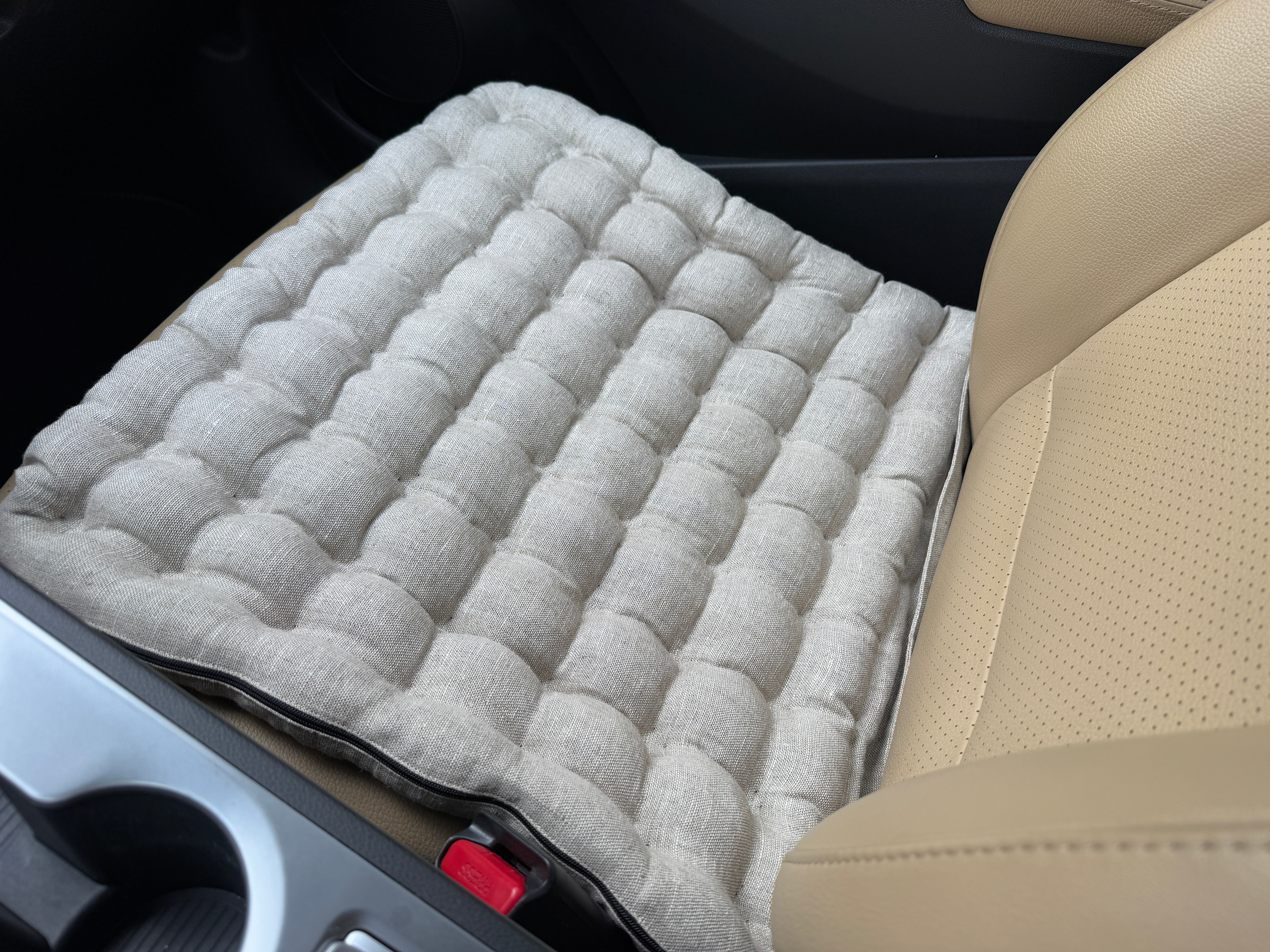 Linen Car lower Seat Cover Pad filled Organic Buckwheat Hulls in Linen Fabric Massage bottom Seat Cover Buckwheat Organic Hand Made
