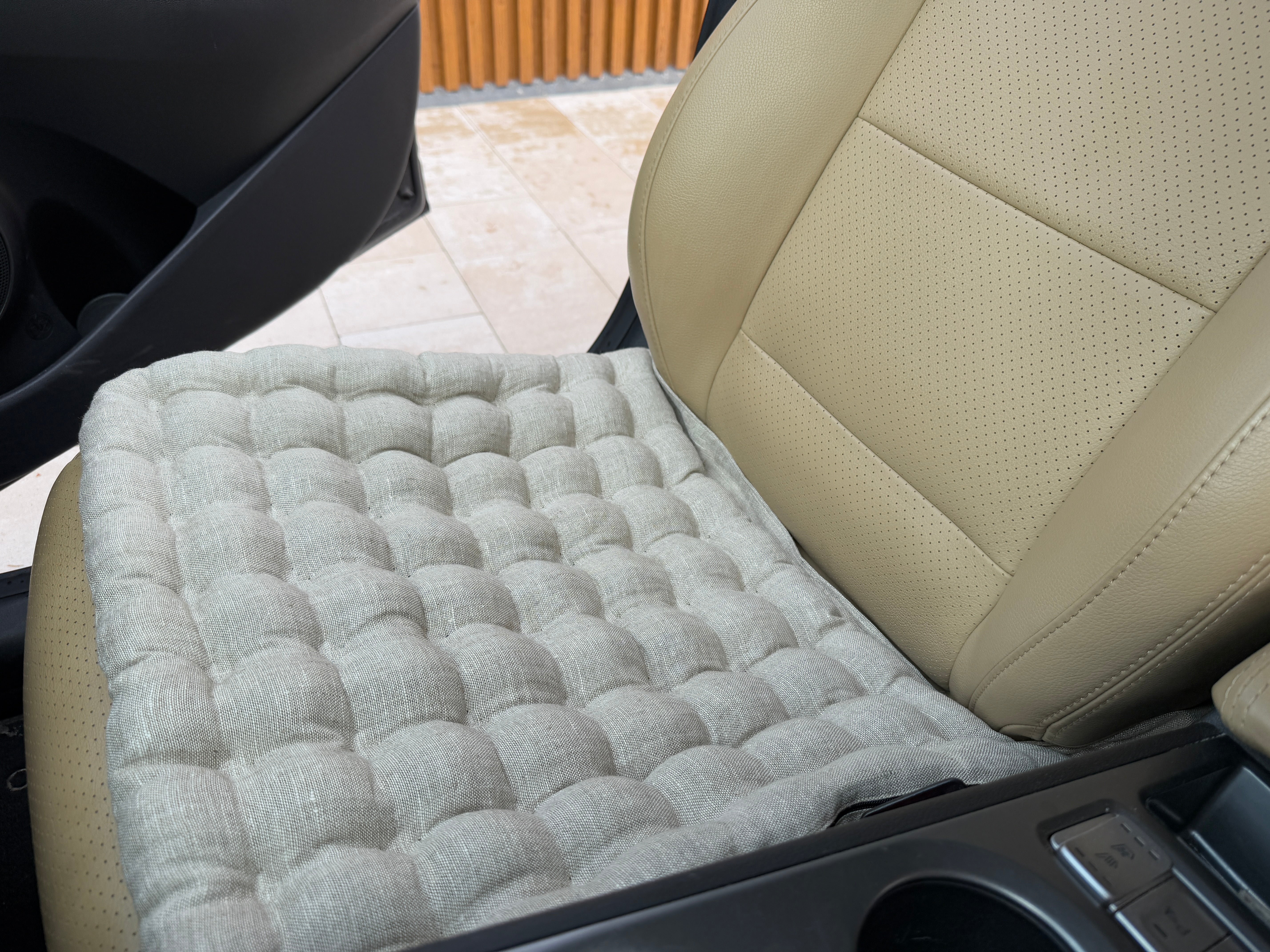 Linen Car lower Seat Cover Pad filled Organic Buckwheat Hulls in Linen Fabric Massage bottom Seat Cover Buckwheat Organic Hand Made