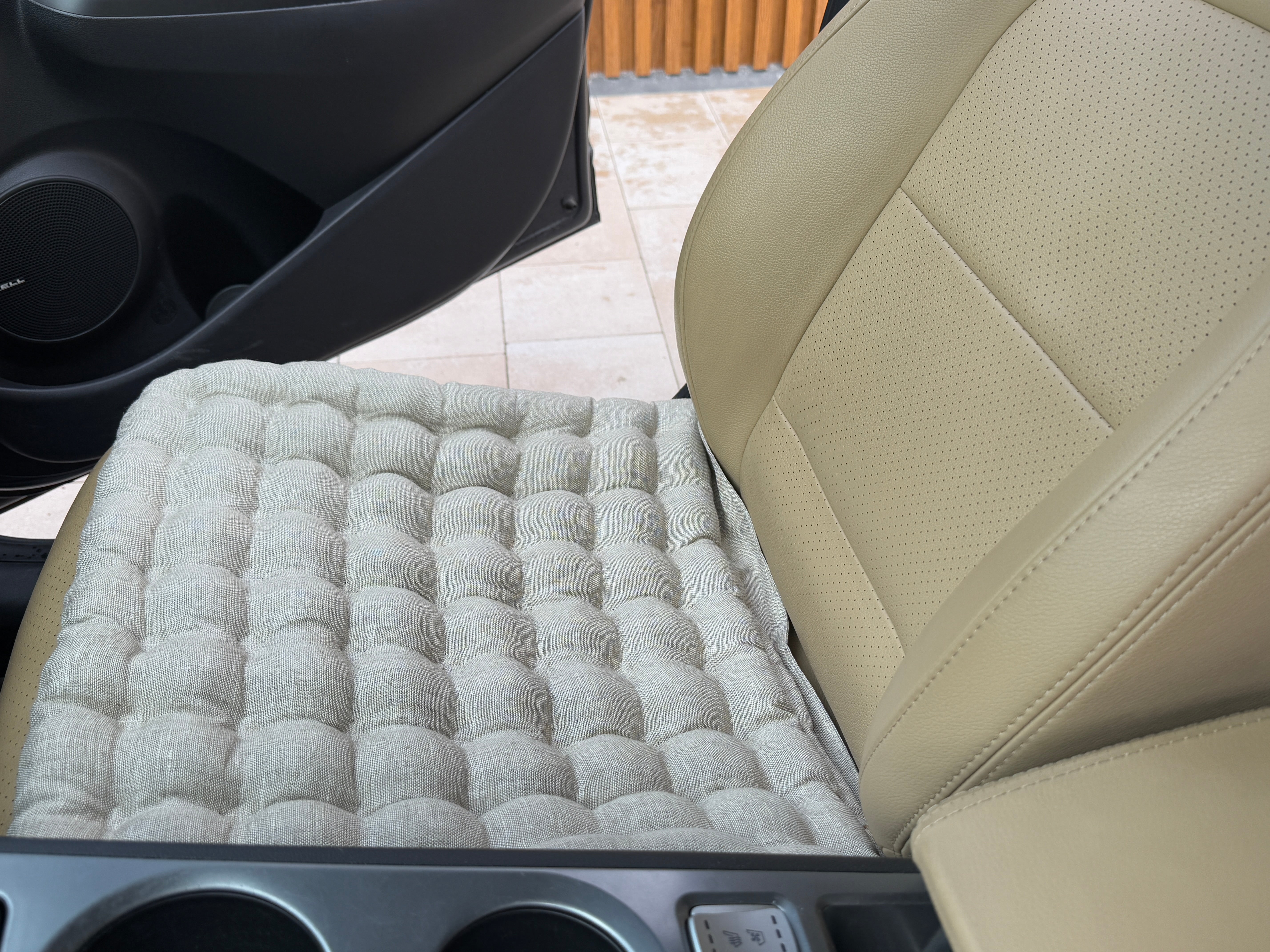 Linen Car lower Seat Cover Pad filled Organic Buckwheat Hulls in Linen Fabric Massage bottom Seat Cover Buckwheat Organic Hand Made