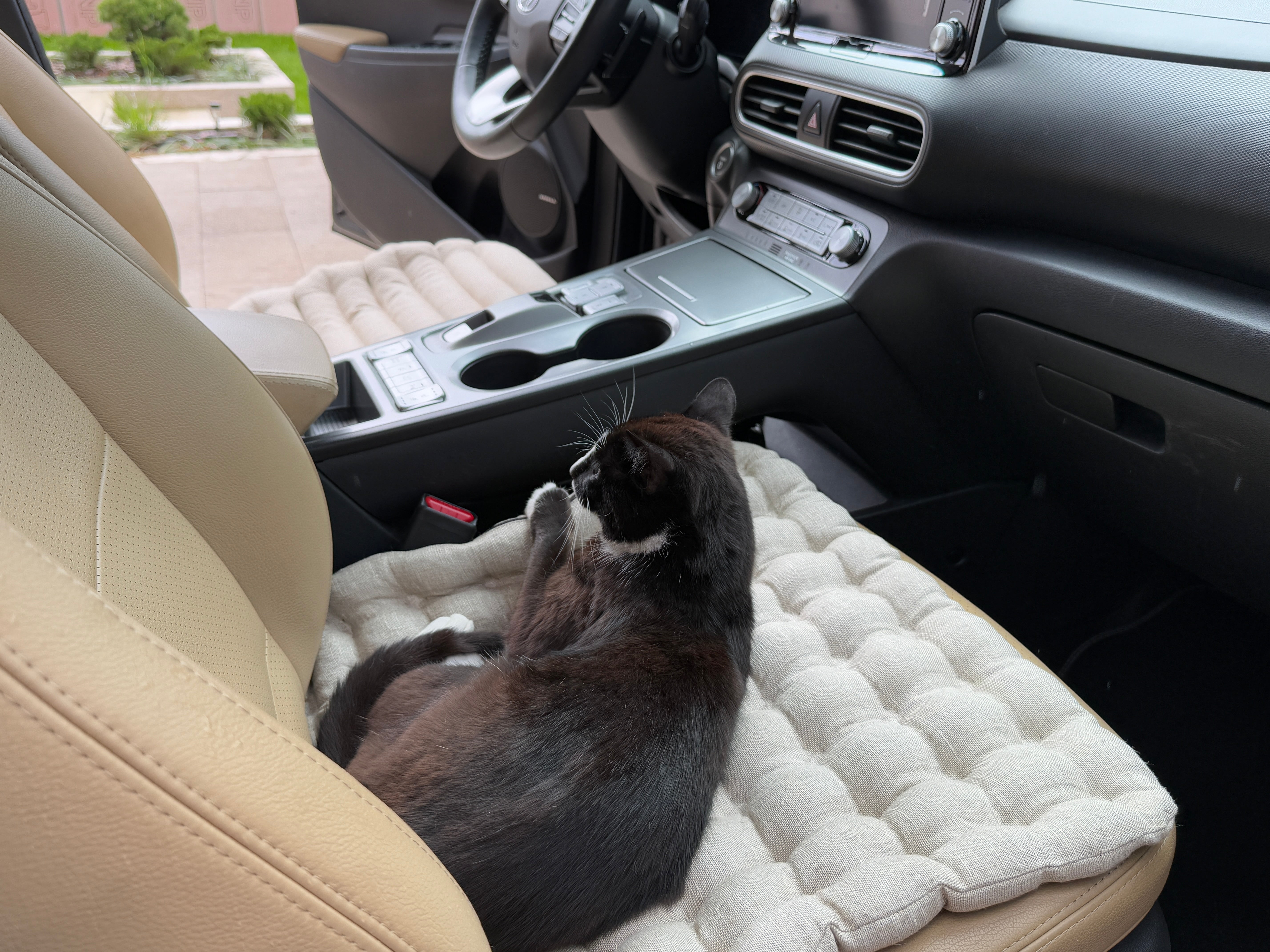 Linen Car lower Seat Cover Pad filled Organic Buckwheat Hulls in Linen Fabric Massage bottom Seat Cover Buckwheat Organic Hand Made