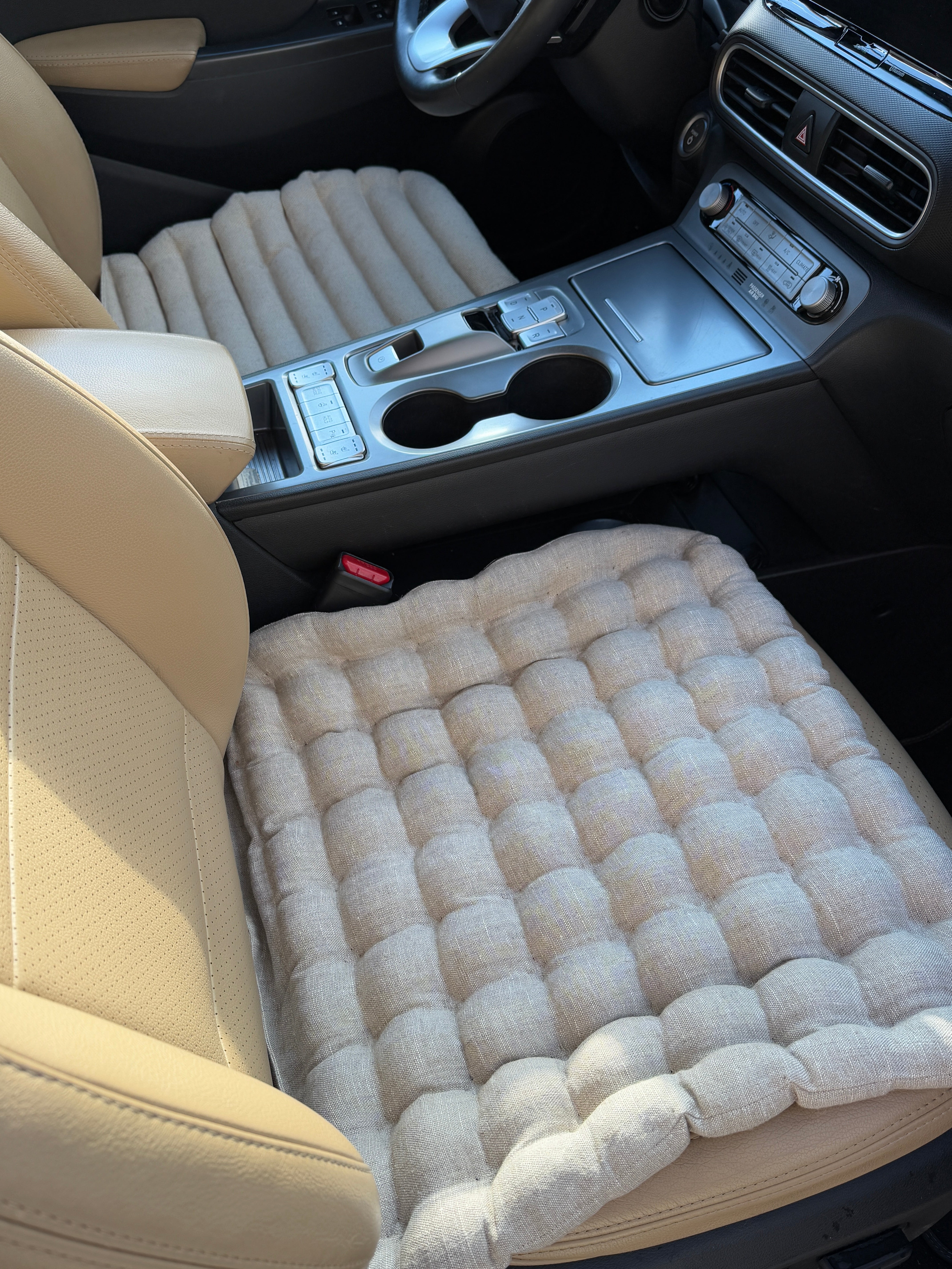 Linen Car lower Seat Cover Pad filled Organic Buckwheat Hulls in Linen Fabric Massage bottom Seat Cover Buckwheat Organic Hand Made