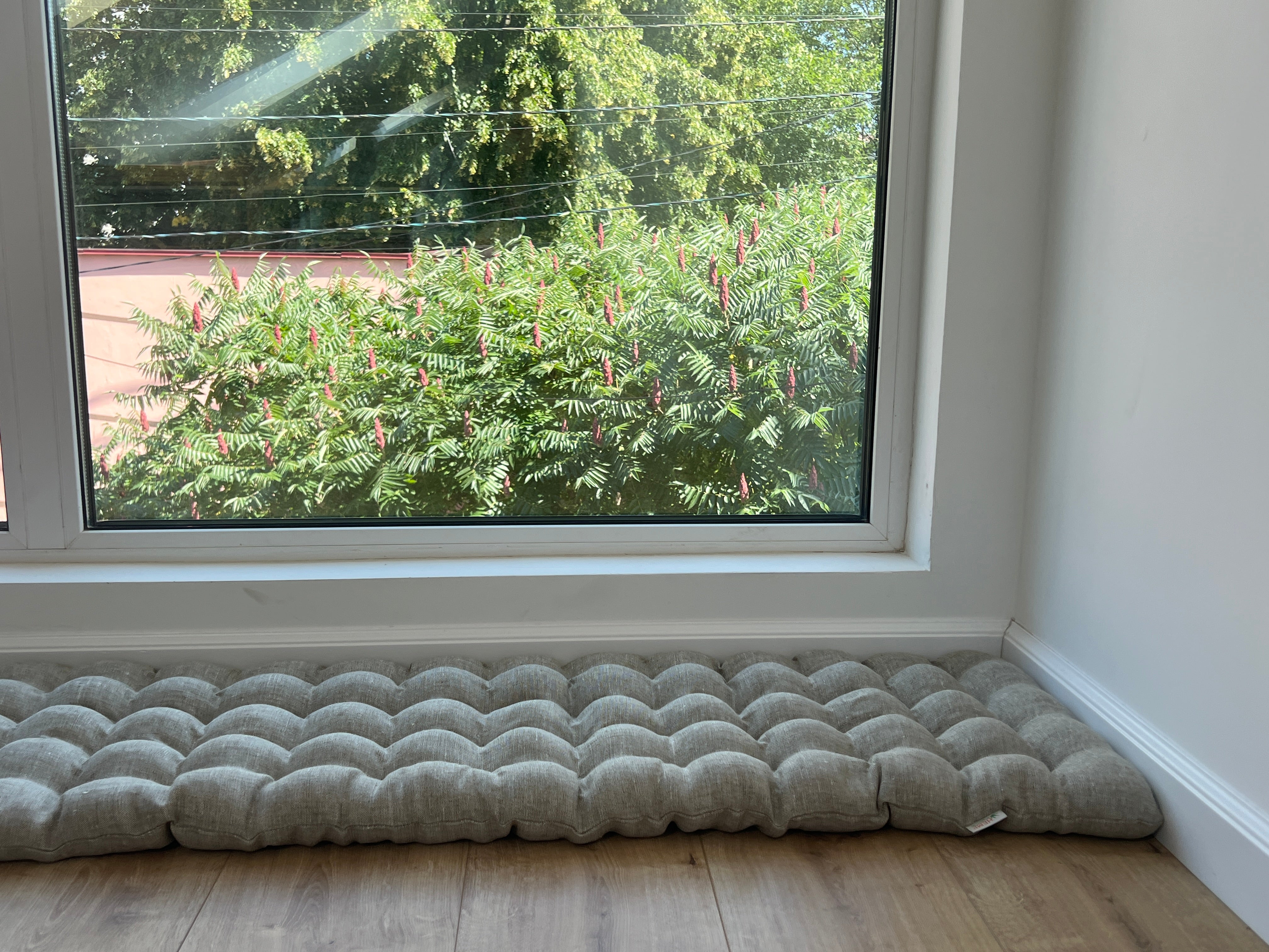 Linen Bench Floor Cushion filled Organic Buckwheat Hulls Non-dyed Linen fabric Custom Made