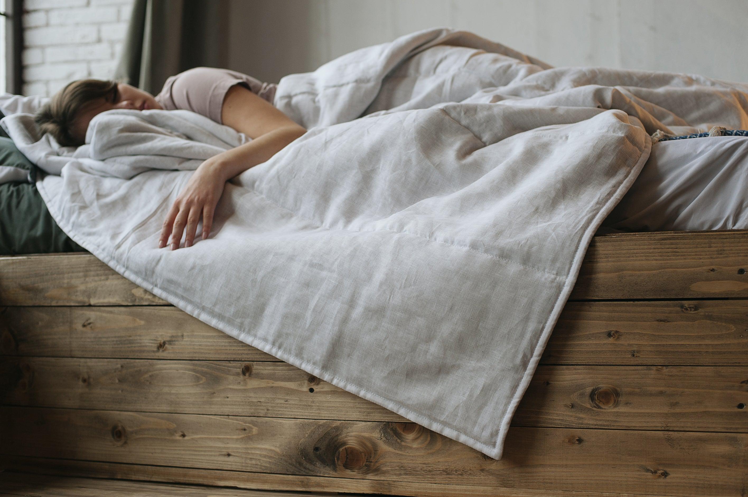 Natural HEMP Linen blanket quilt - filler organic Hemp fiber in natural linen fabric customer sizes