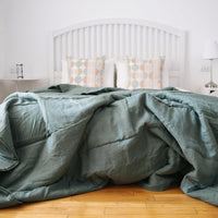 Natural Hemp Linen Blanket "Wood" quilt - linen organic fabric + filler organic Hemp fiber