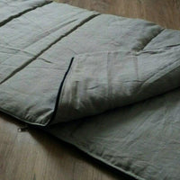 Organic HEMP Sleeping bag in linen fabric- organic hemp fiber filling + linen non-dyed fabric - blanket quilt, hand made