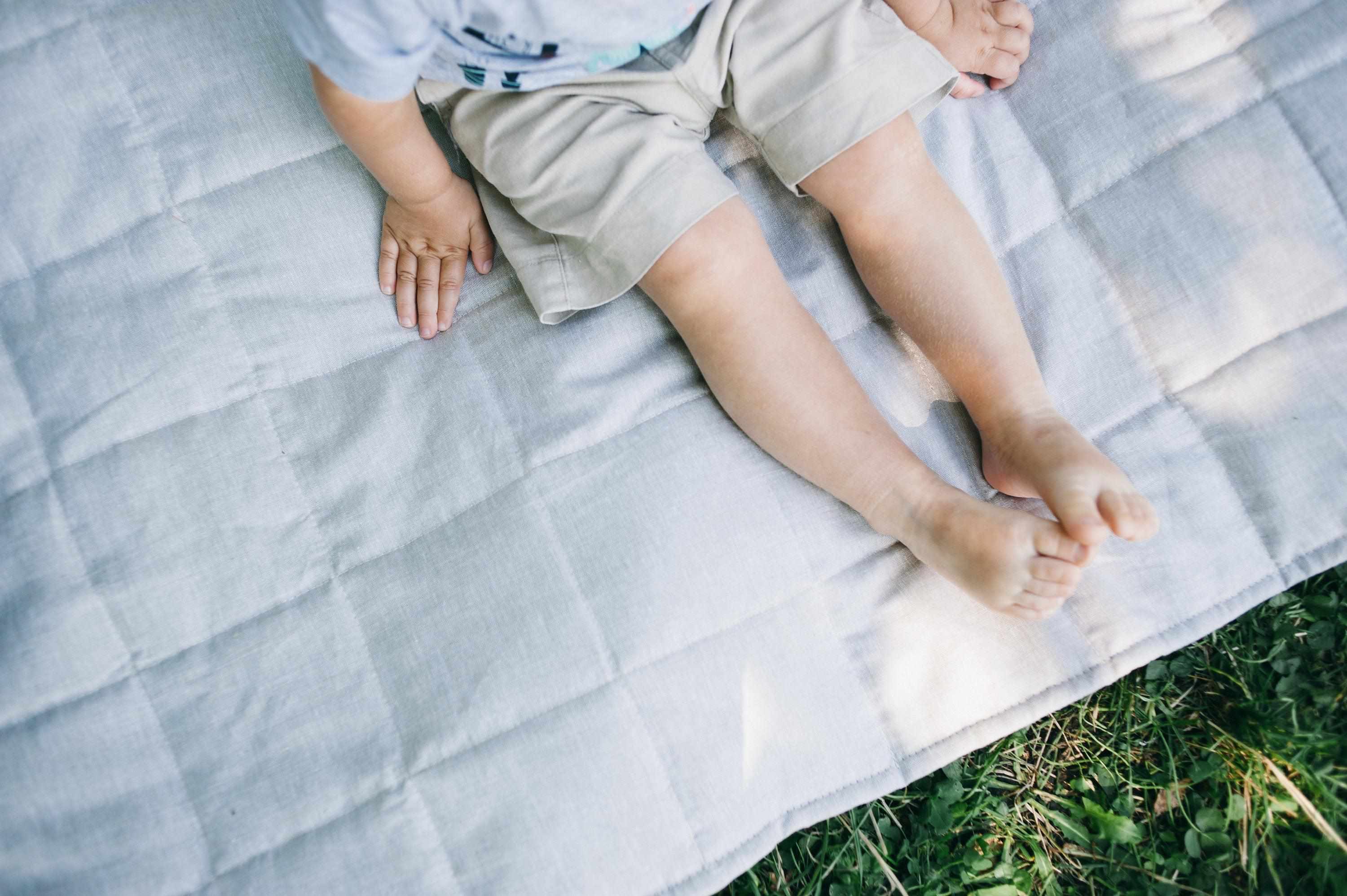 Organic Play mat filled HEMP Fiber in non-dyed linen fabric Nursery Baby Blanket Blanky padded