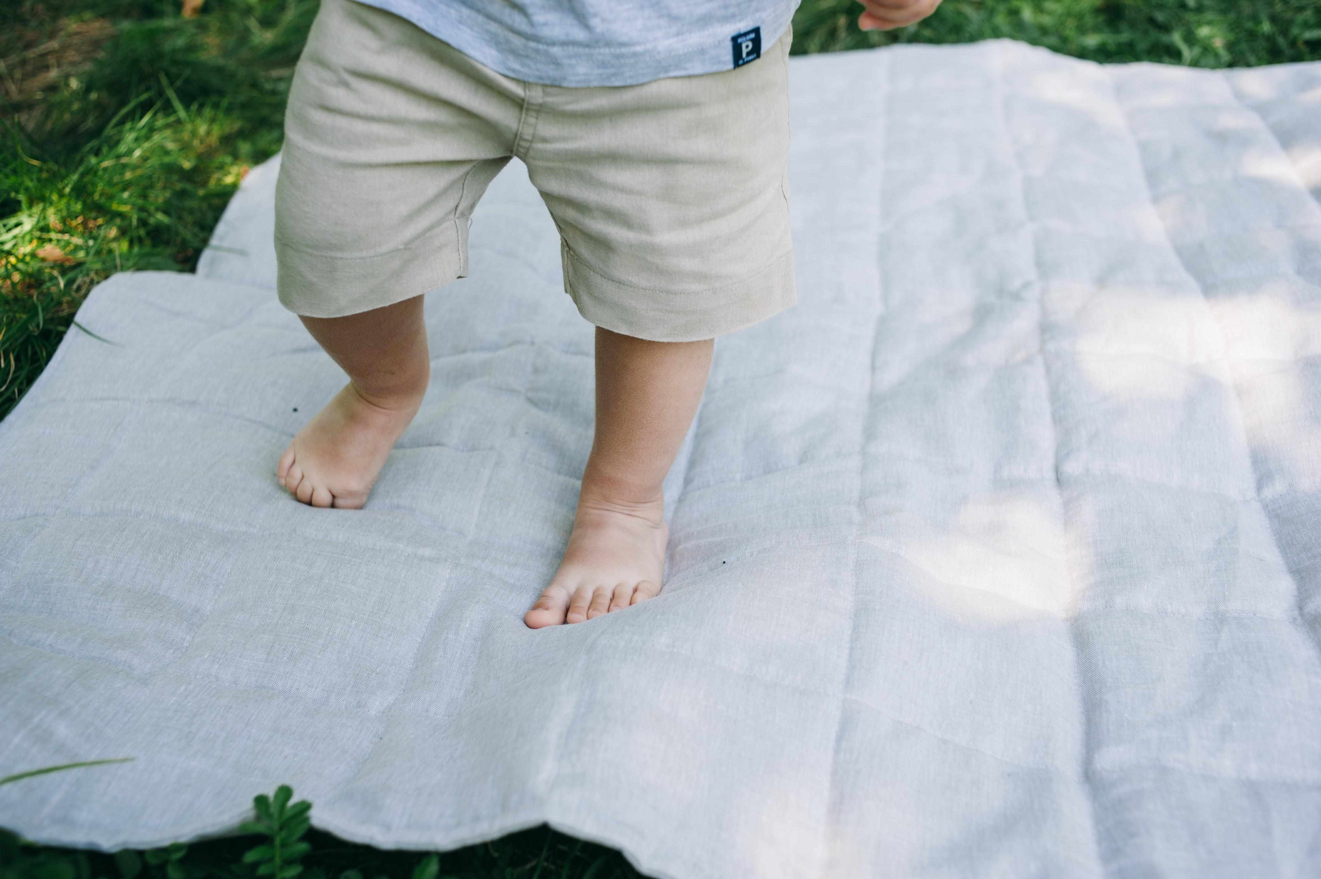 Organic Play mat filled HEMP Fiber in non-dyed linen fabric Nursery Baby Blanket Blanky padded