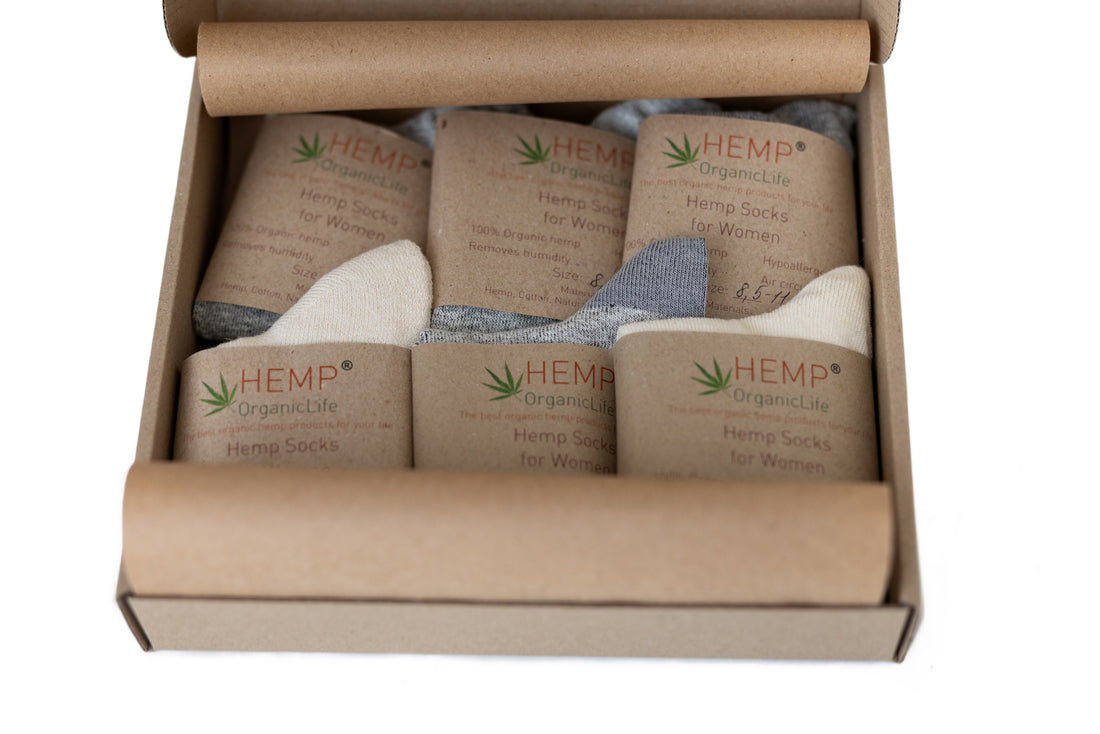 Hemp Socks Set 6+1 Pairs | Natural Eco Socks for Men & Women | Breathable Hemp Fiber | Weekly Socks Bundle + Free Pair