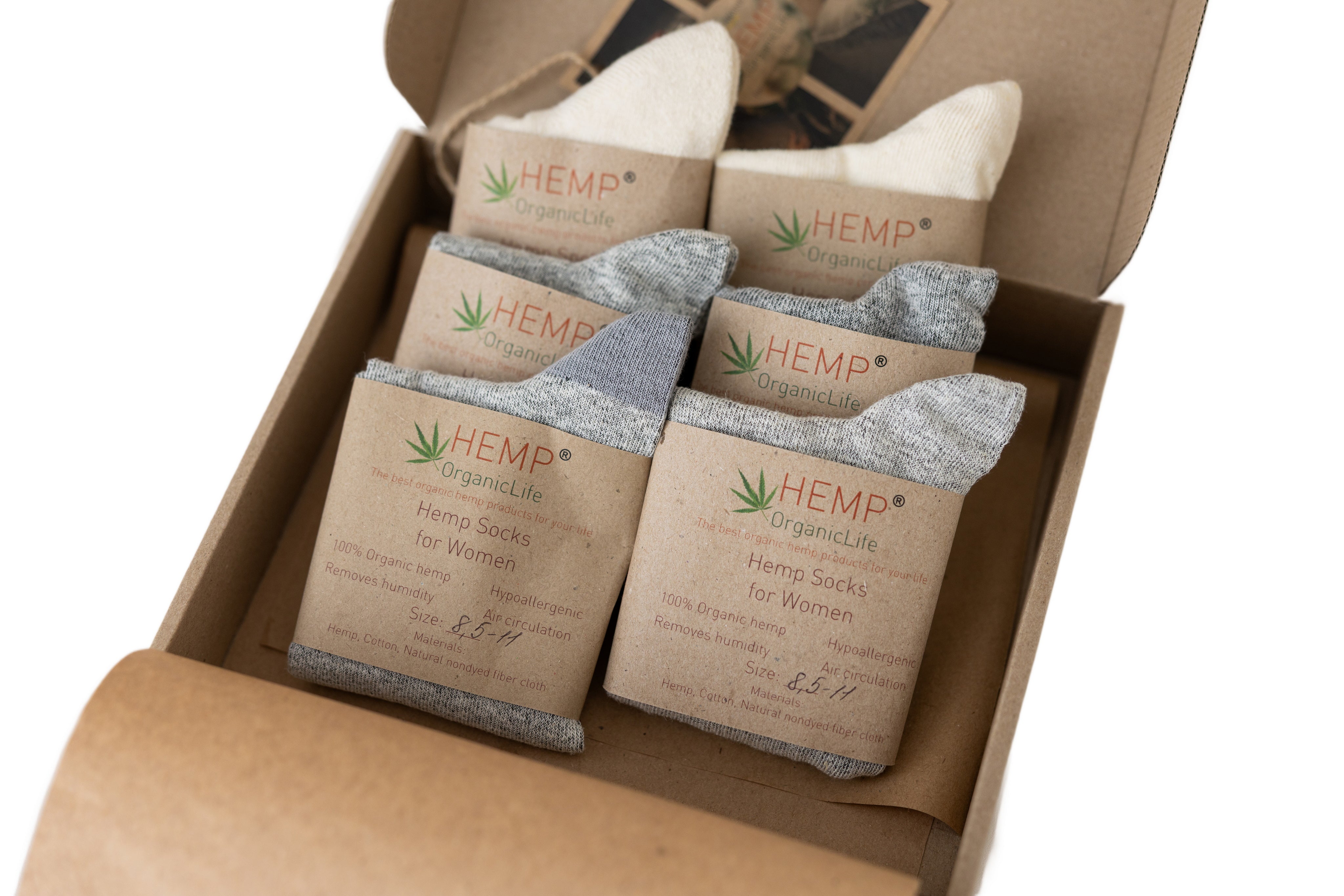 Hemp Socks Set 6+1 Pairs | Natural Eco Socks for Men & Women | Breathable Hemp Fiber | Weekly Socks Bundle + Free Pair