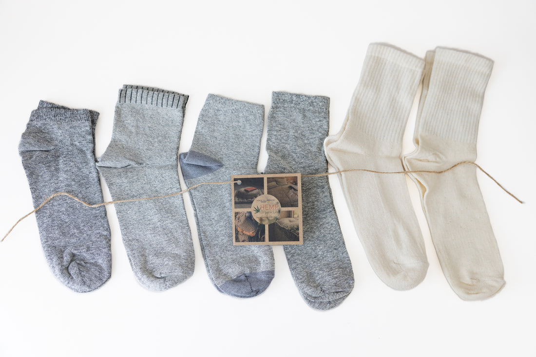Hemp Socks Set 6+1 Pairs | Natural Eco Socks for Men & Women | Breathable Hemp Fiber | Weekly Socks Bundle + Free Pair
