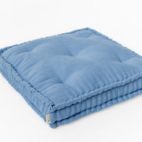 Blue Hemp Linen Window Mudroom Floor Bench Cushion filled organic Hemp Fiber filling in Linen Fabric Custom Made