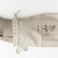 Linen-encased Crescent Pillow filled organic Buckwheat hulls + Gift Bag / meditation cushion