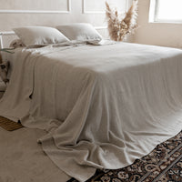 Natural Linen Bedspread, Undyed Linen Bed Couch Cover, Rustic bedding, Large bed throw, Heavy linen fabric, Full Queen King Coverlet Quilt