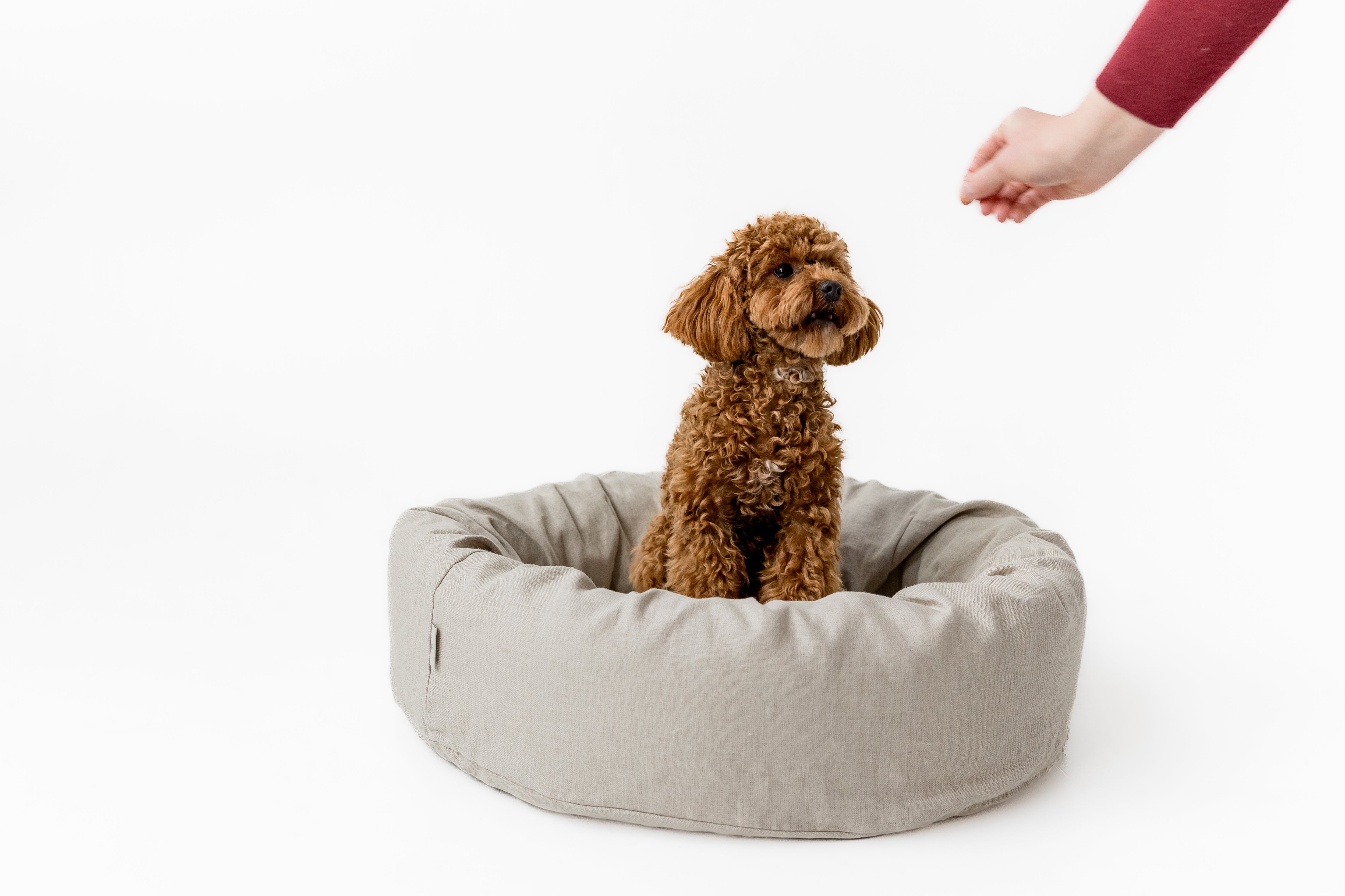 Unique Round Hemp Linen Pet Bed Cot with Removable Washable Natural Non-dyed Linen Cover Filled Organic Hemp Fiber house eco-friendly Gift