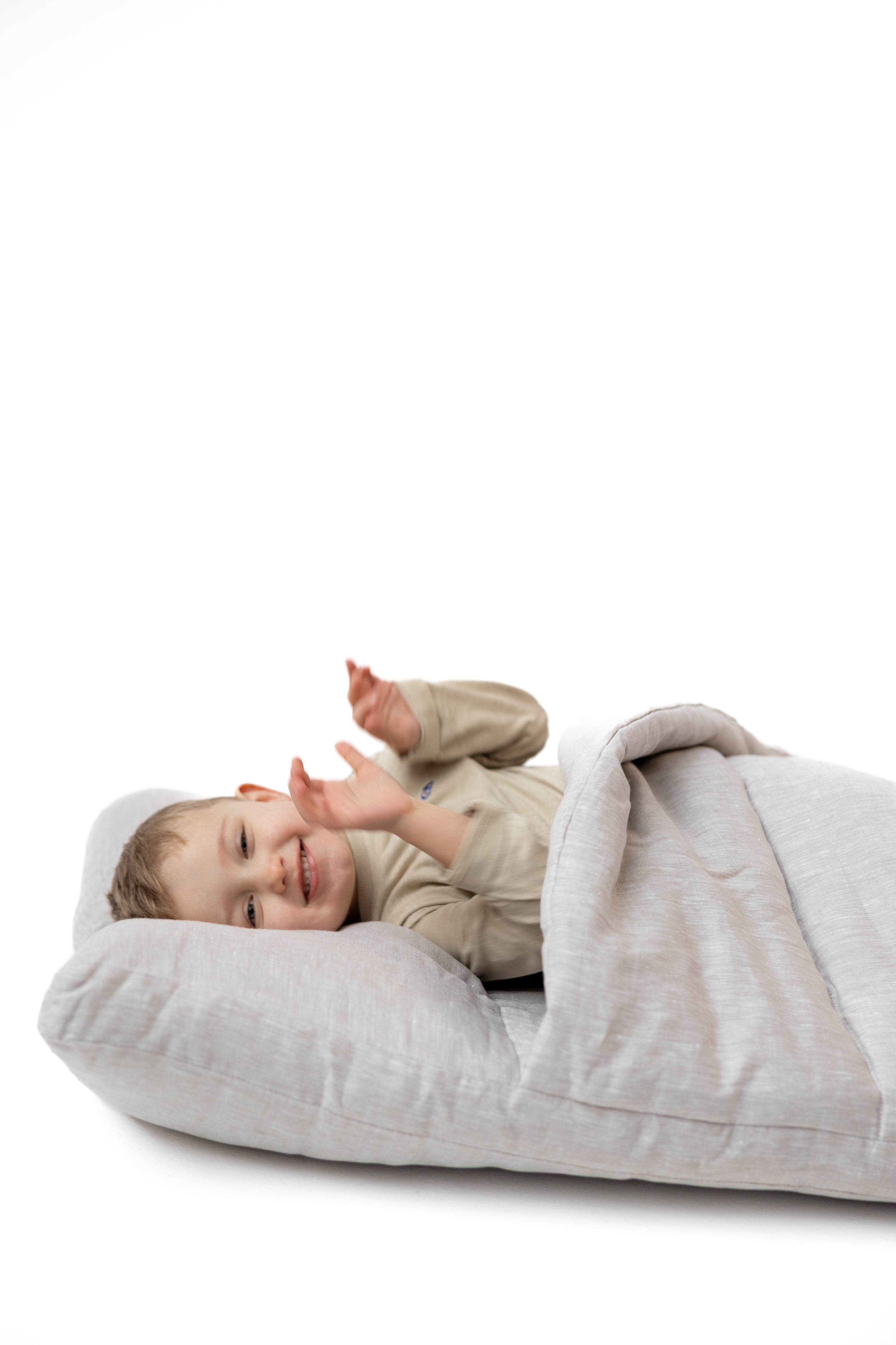 25"Wx52"L(64x132cm) Kids Hemp Linen Sleeping Bag with Mat, Pillow & Removable Cover/Kindergarten Nap/Preschool/Hemp Fiber Filling in Linen