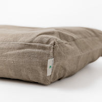 Natural Hemp Linen Pet Mat Pad Cushion with Removable dark grey Linen Cover organic hemp fiber filler in thick rustic non-dyed linen fabric