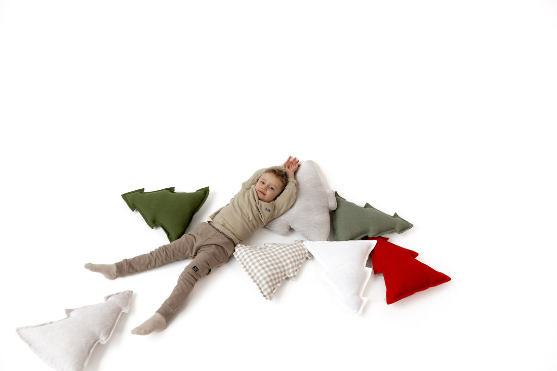 Hemp Linen Pillow Christmas Tree filled HEMP Fiber filler in Linen fabric Custom size / Color Carpet Activity Tummy time pillow
