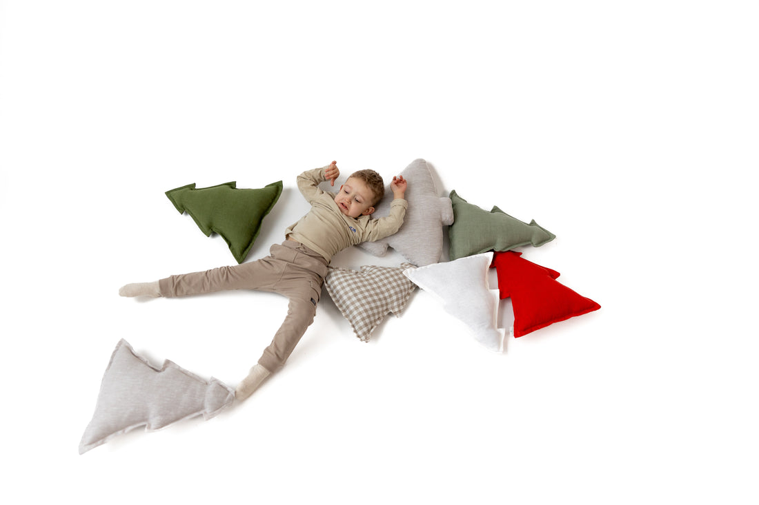 Hemp Linen Pillow Christmas Tree filled HEMP Fiber filler in Linen fabric Custom size / Color Carpet Activity Tummy time pillow